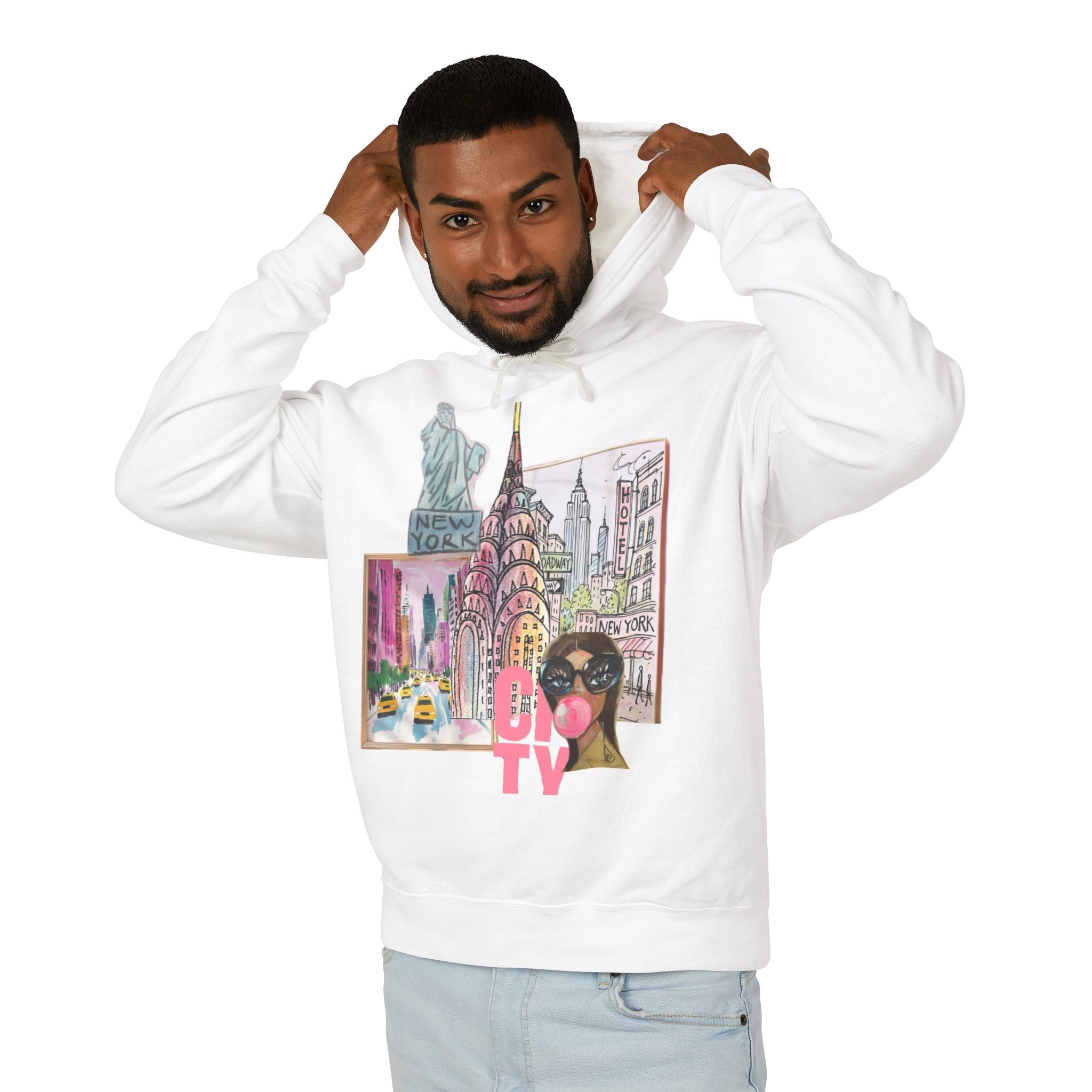 NYC Cityscape Hoodie — Retro New York Collage Sweatshirt