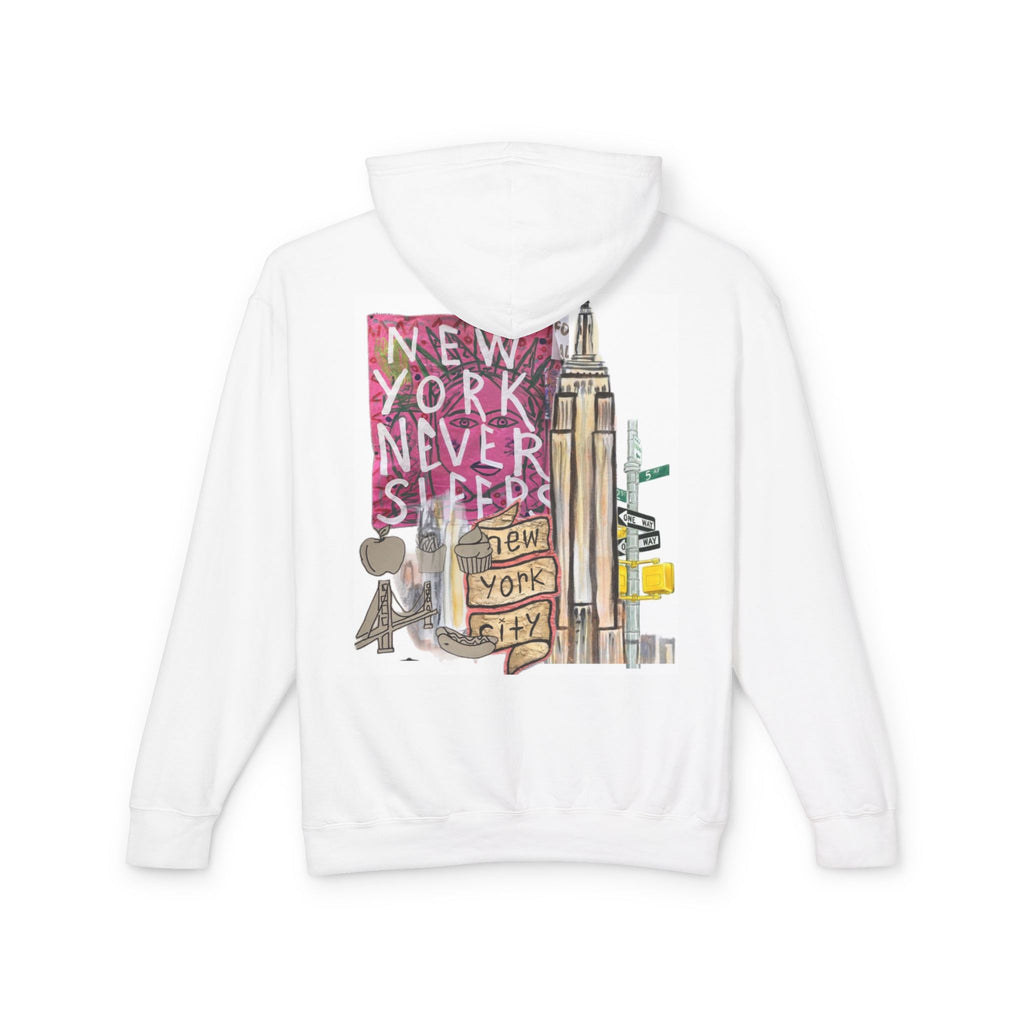 New York Never Sleeps Hoodie – Cityscape Graphic Hooded Sweatshirt
