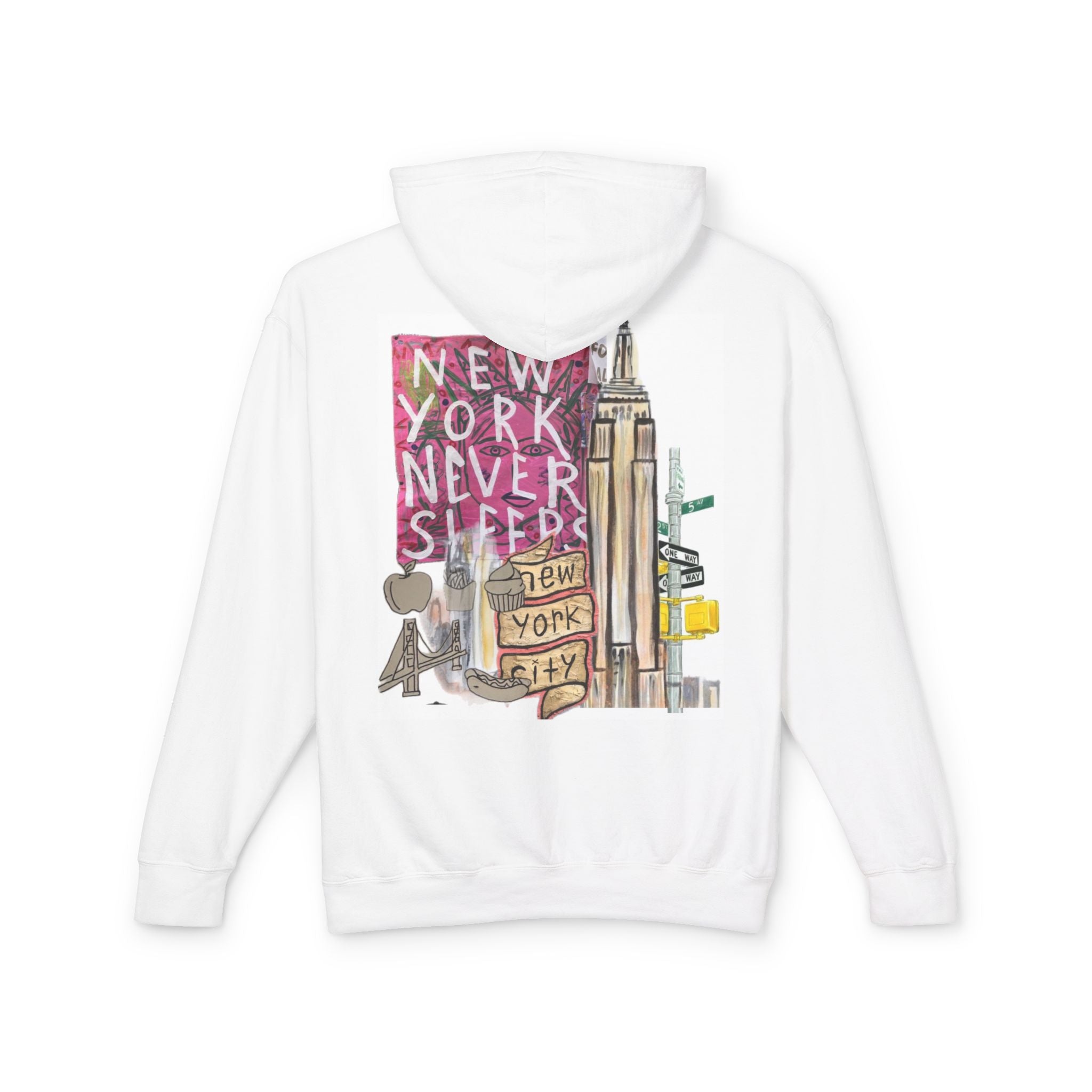 New York Never Sleeps Hoodie – Cityscape Graphic Hooded Sweatshirt