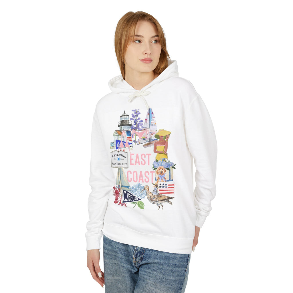 East Coast Coastal Icons Hoodie — Nautical Lighthouse & Cape Cod Graphic