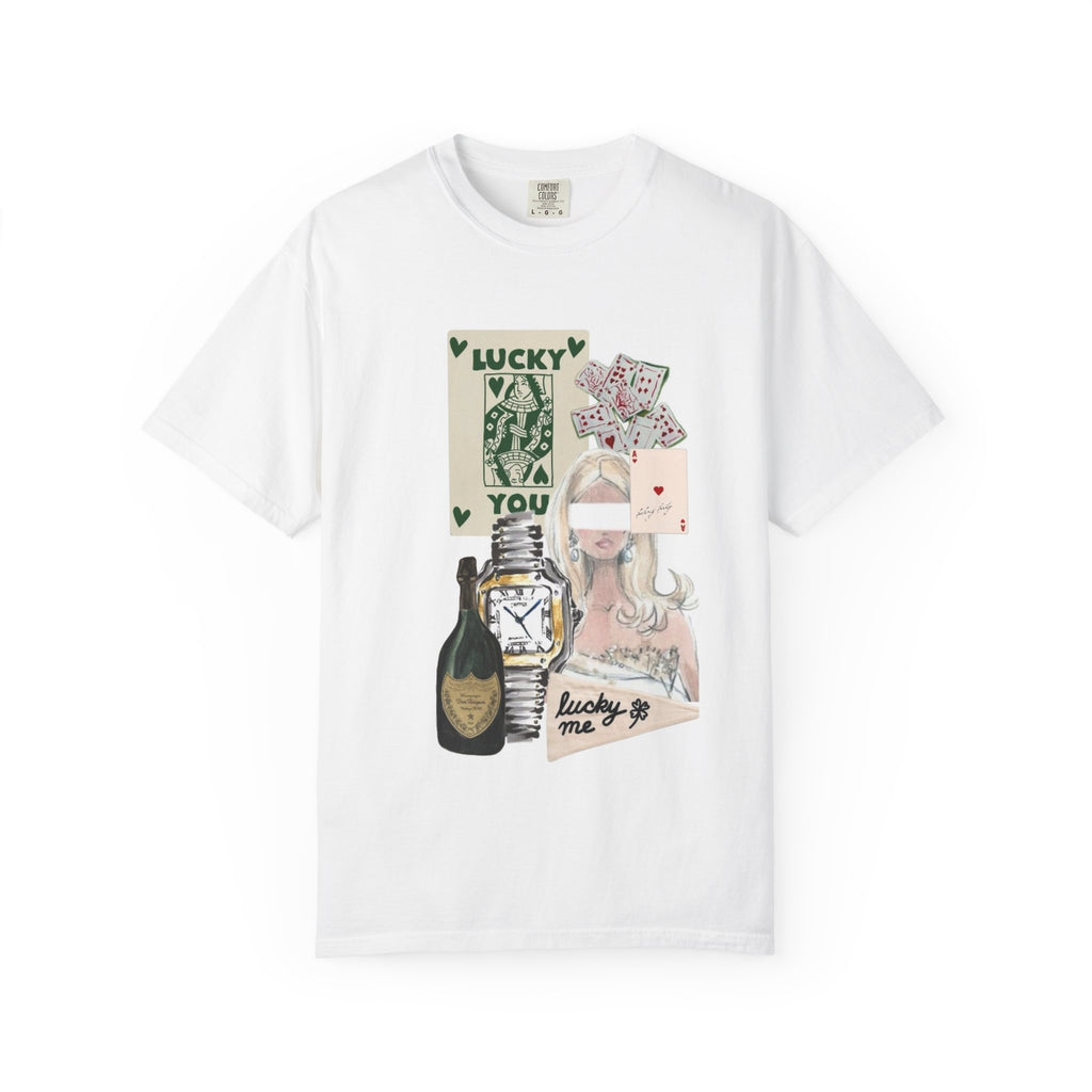 Lucky Me Graphic T-Shirt – 'Lucky Me, xoxo.' Retro Collage Tee