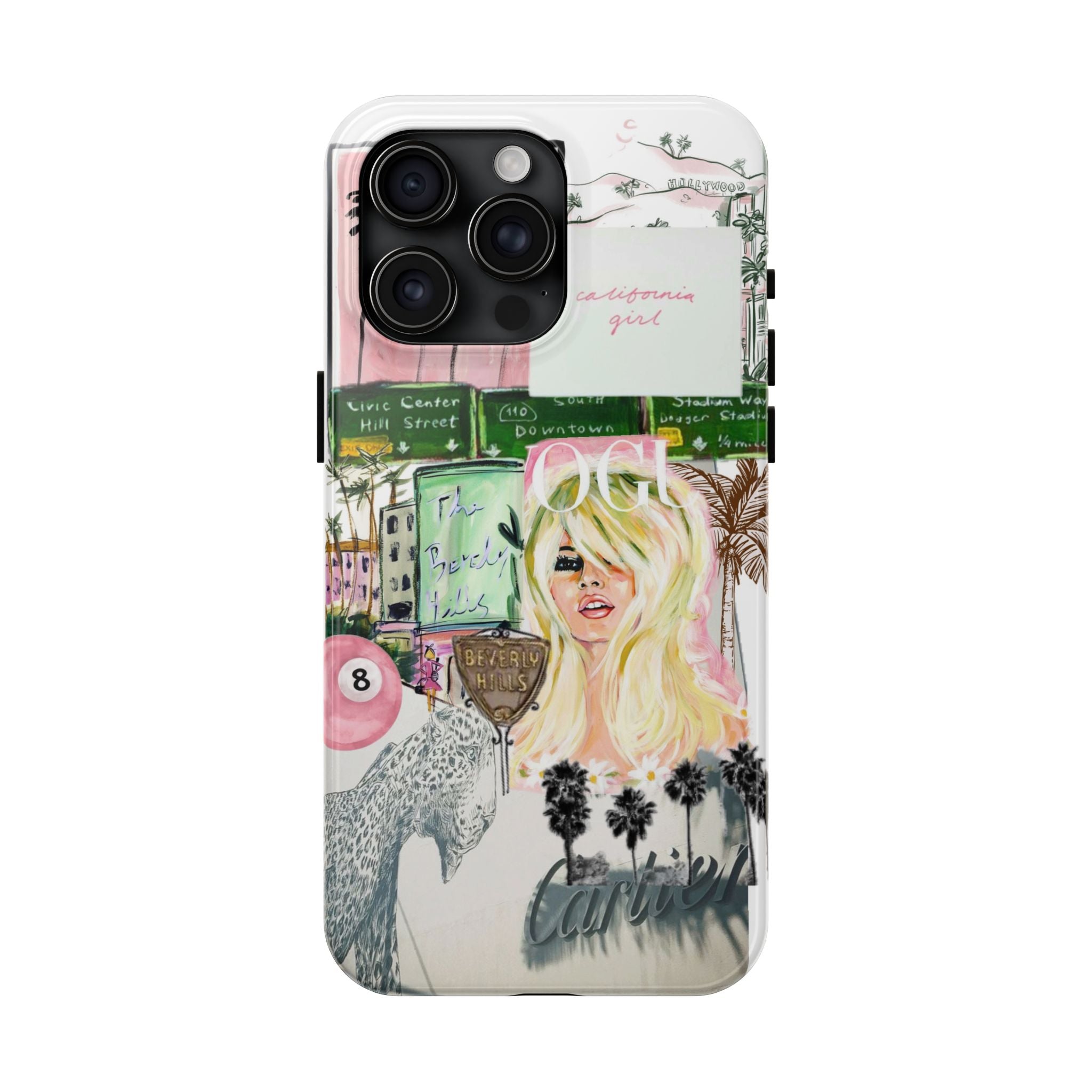 California Girl Illustrated Phone Case — Retro Palm Beach Art