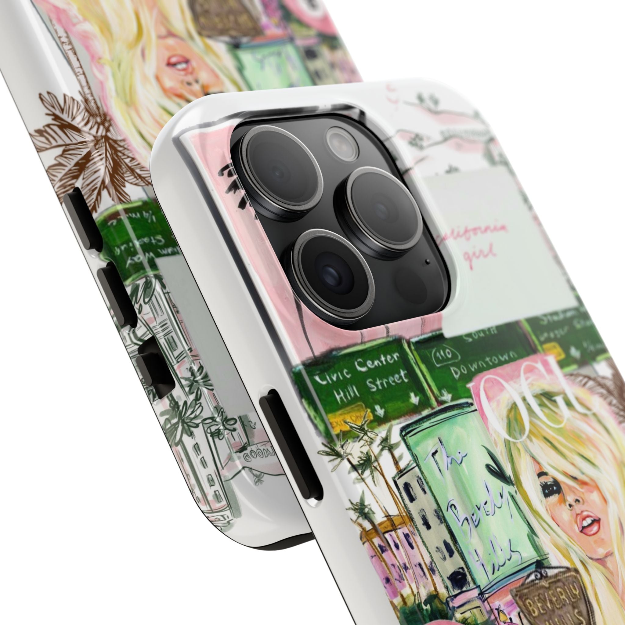 California Girl Illustrated Phone Case — Retro Palm Beach Art