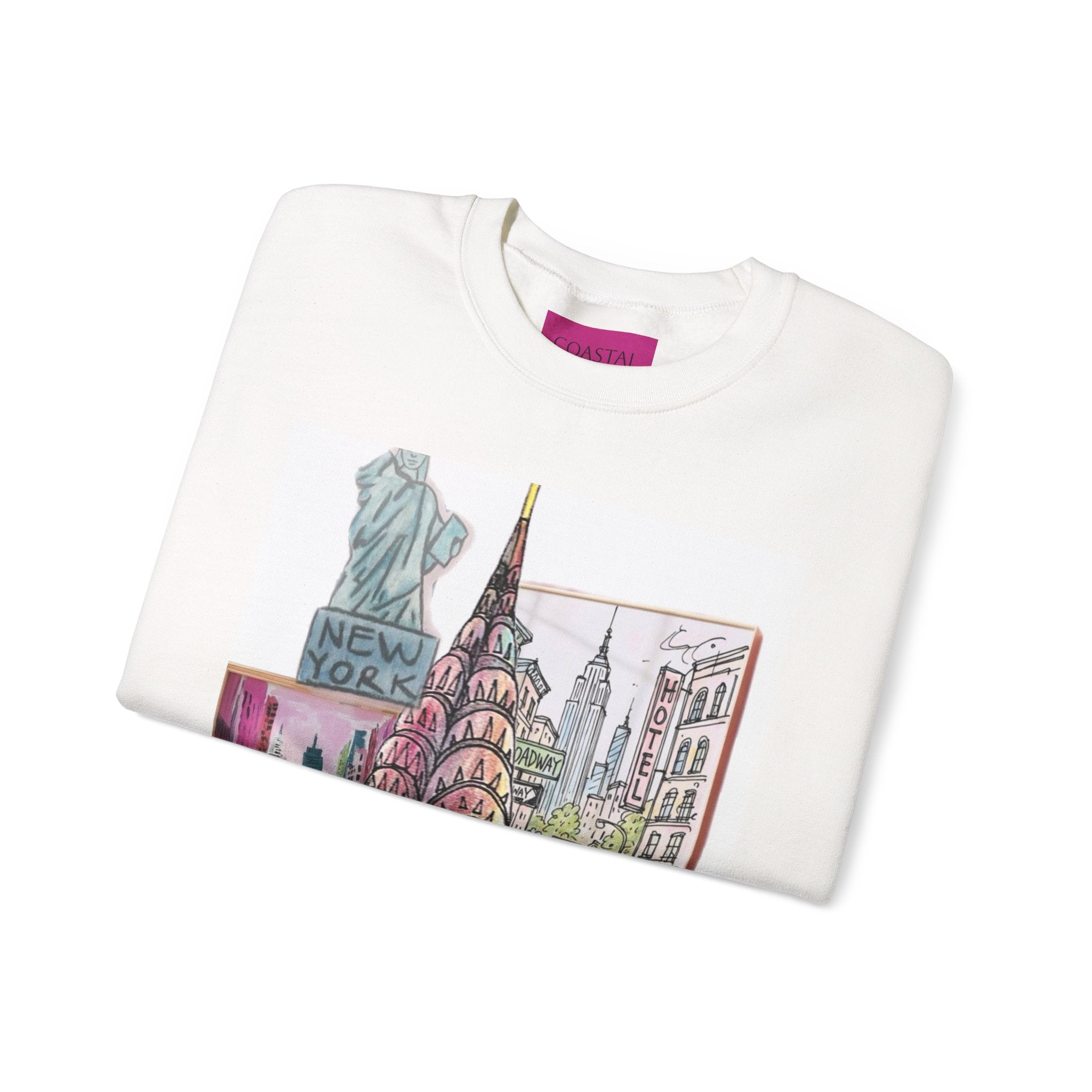 New York City Collage Crewneck Sweatshirt — NYC Landmarks Graphic Pullover