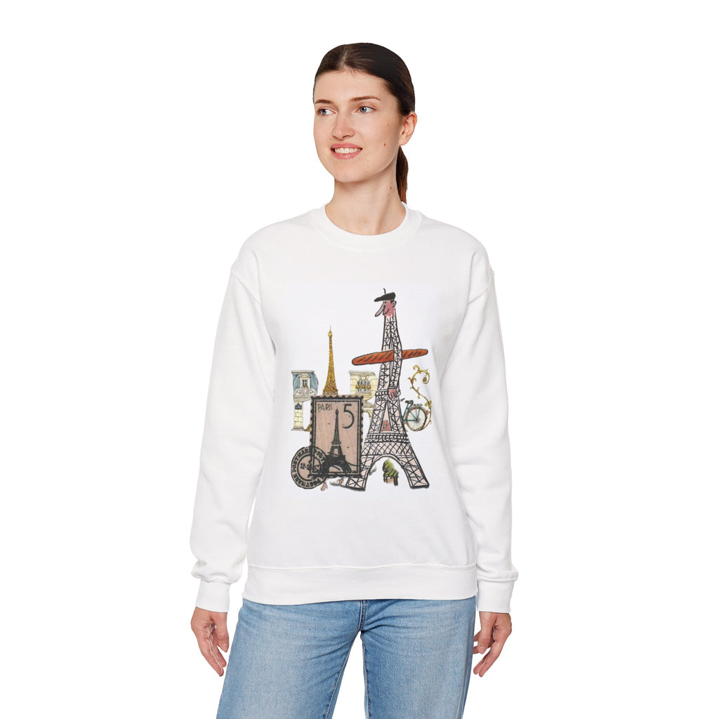 Paris Icons Crewneck Sweatshirt — Eiffel Tower Collage Travel Graphic