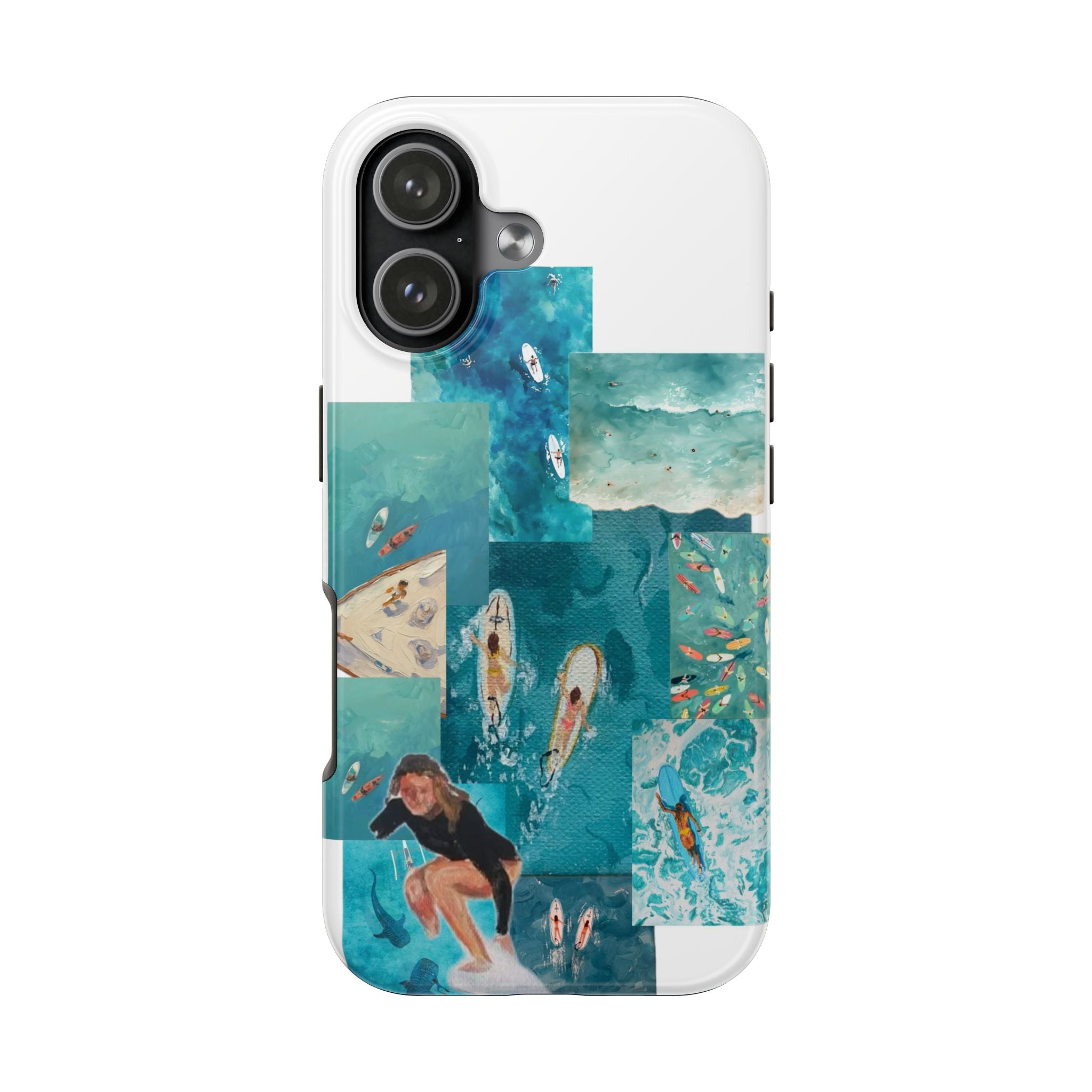 Surf Collage Tough Phone Case — Ocean Waves & Surfer Protective Phone Cover