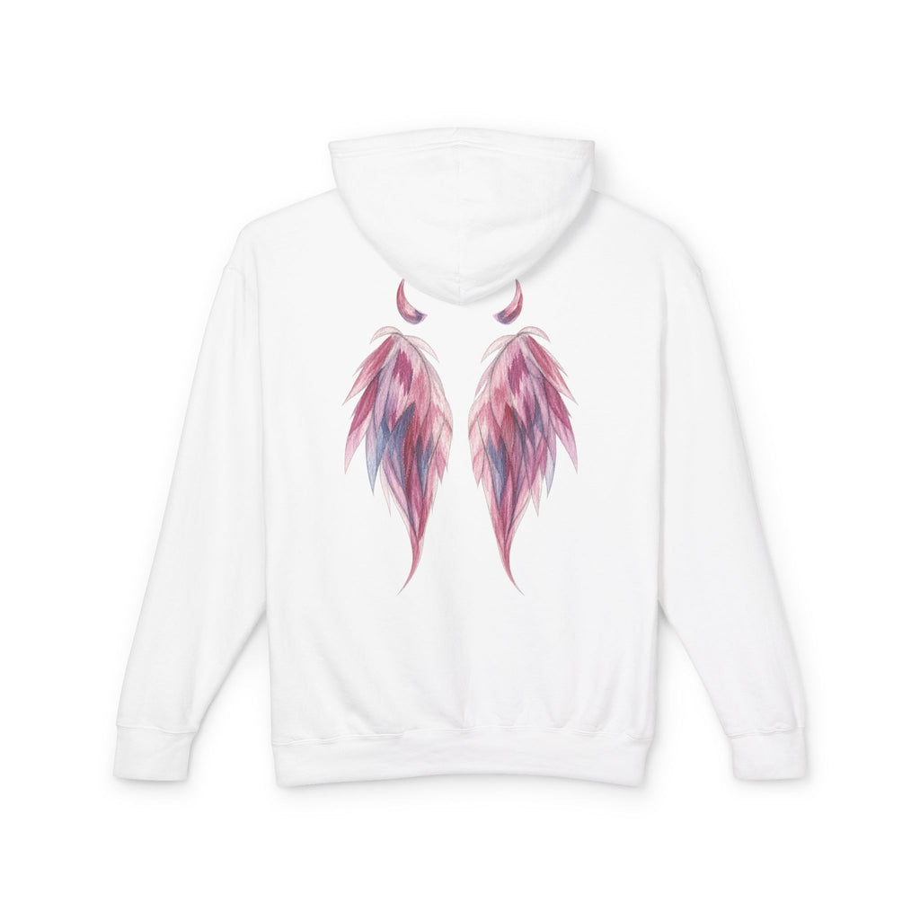 Angel & Devil Wings Hoodie — Watercolor Halo and Horns Lightweight Hoodie