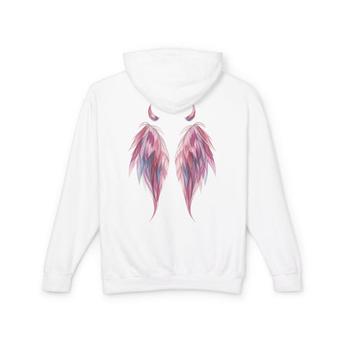 Angel & Devil Wings Hoodie — Watercolor Halo and Horns Lightweight Hoodie