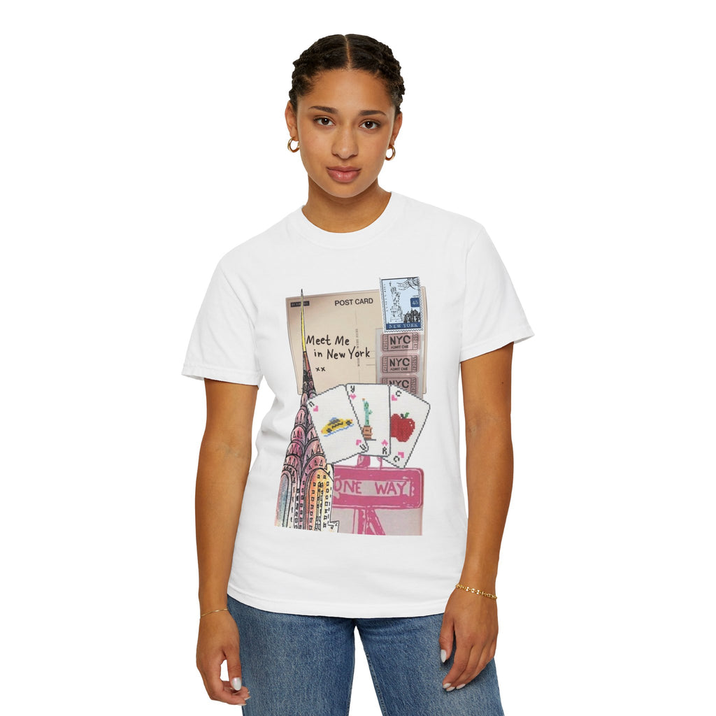 New York Postcard Graphic T-Shirt — "Meet Me in New York"