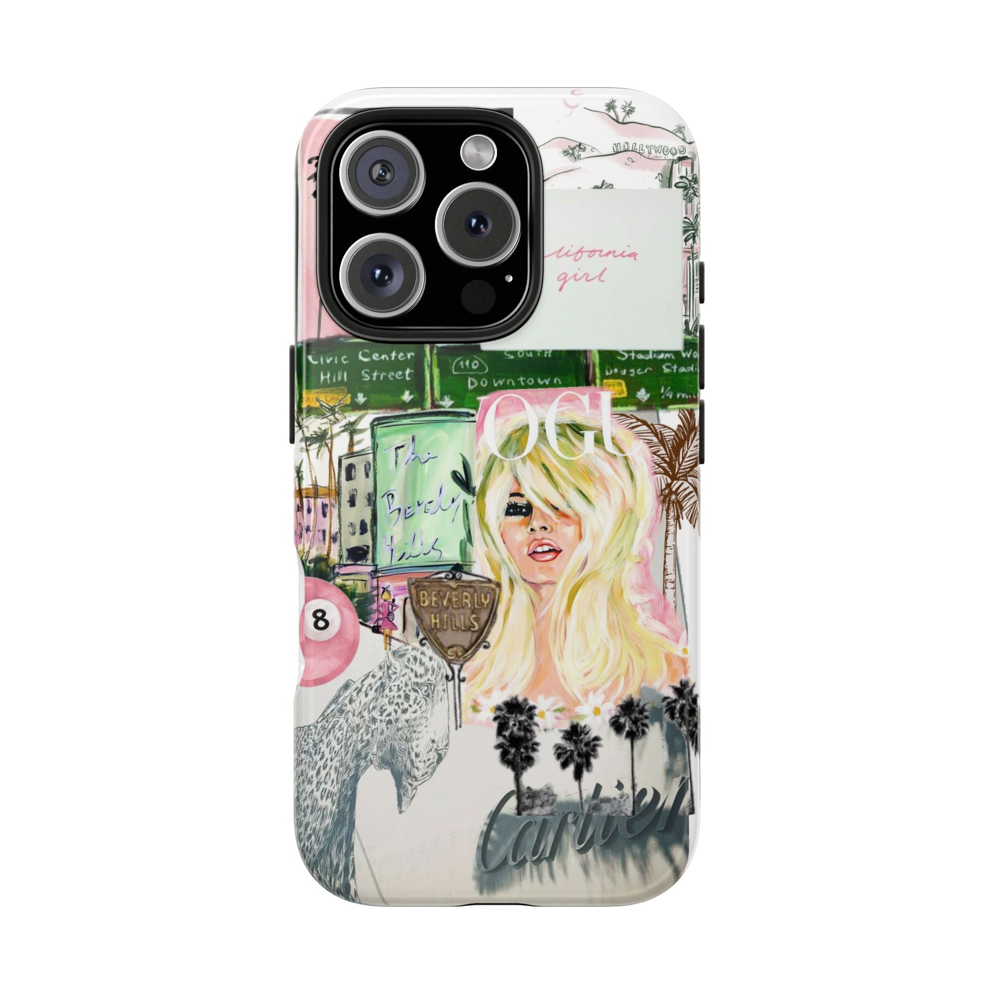 California Girl Illustrated Phone Case — Retro Palm Beach Art