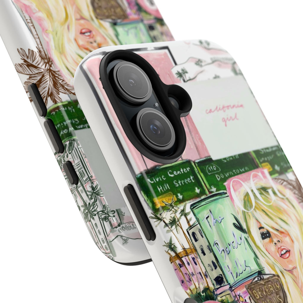 California Girl Illustrated Phone Case — Retro Palm Beach Art