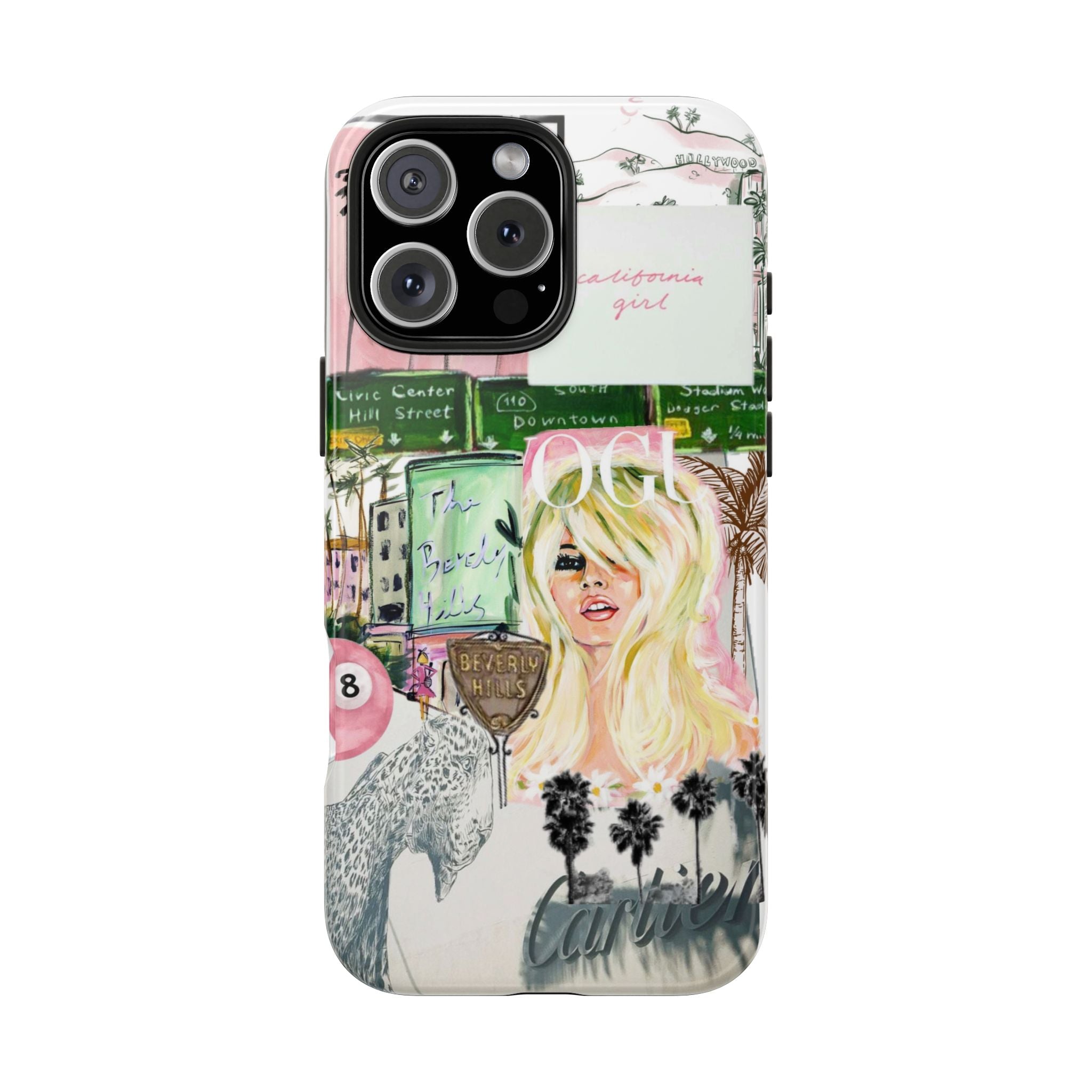 California Girl Illustrated Phone Case — Retro Palm Beach Art