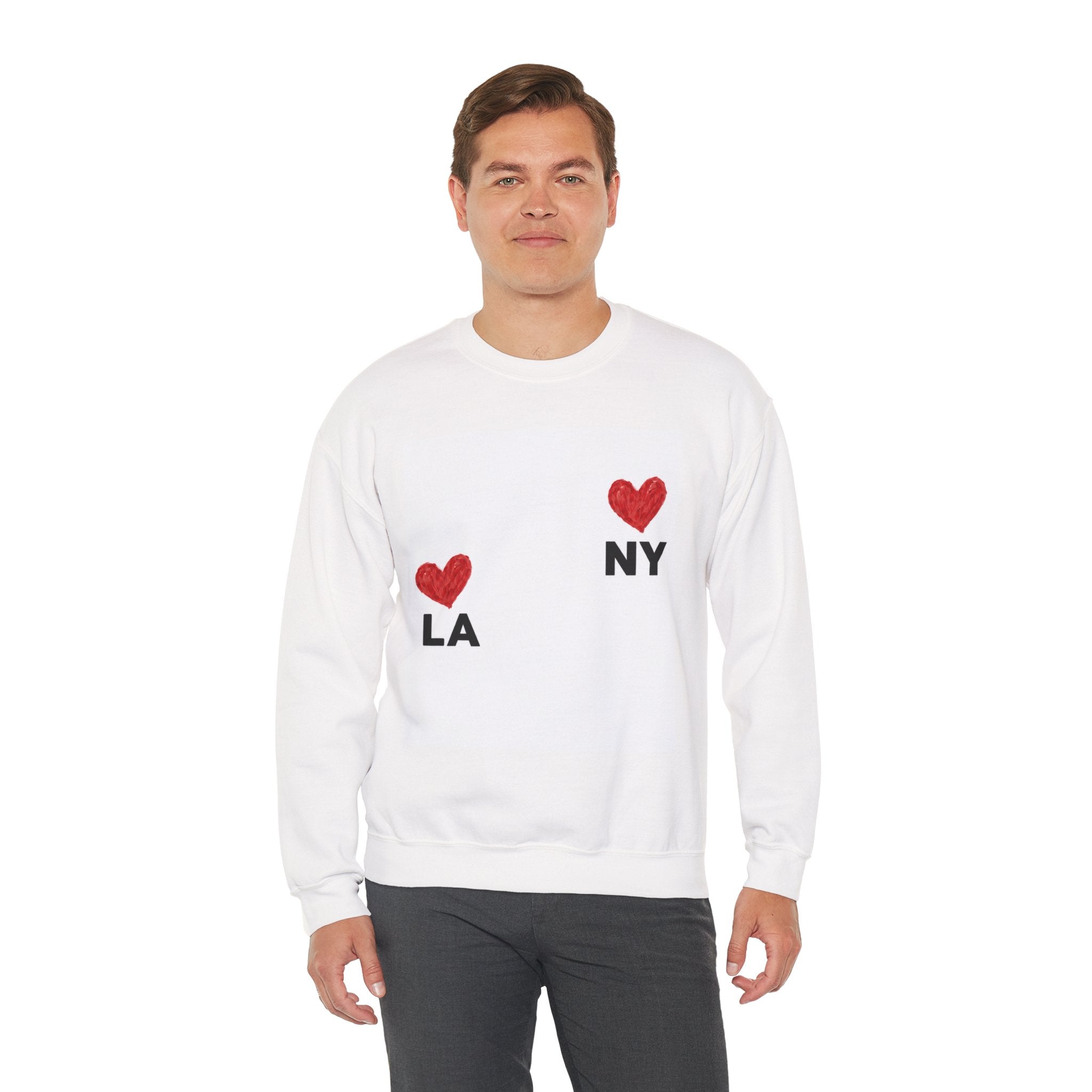 LA  NY Heart Crewneck Sweatshirt — City Love Graphic Crew