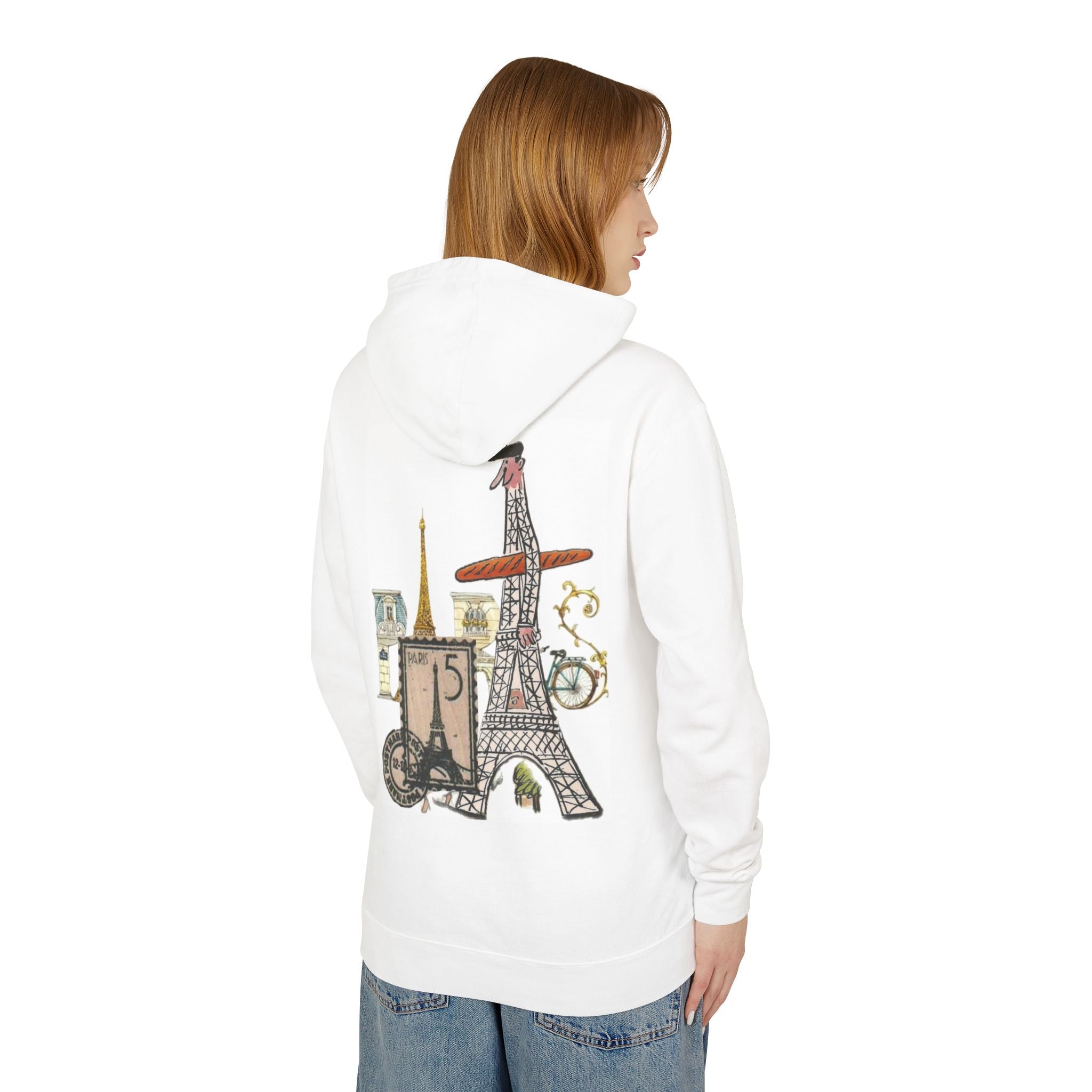 Paris Collage Hoodie — Eiffel Tower Vintage Travel Graphic Sweatshirt