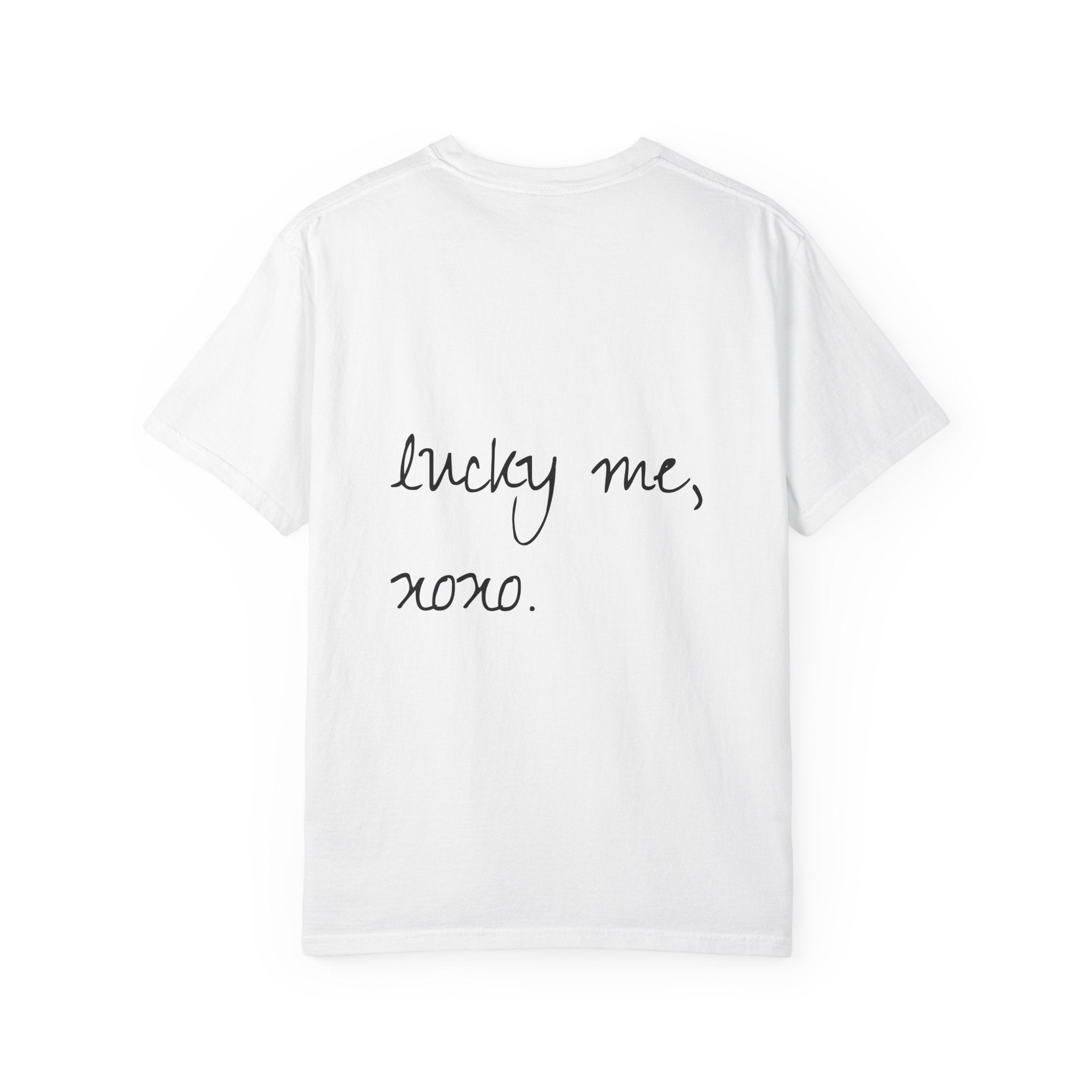 Lucky Me Graphic T-Shirt – 'Lucky Me, xoxo.' Retro Collage Tee