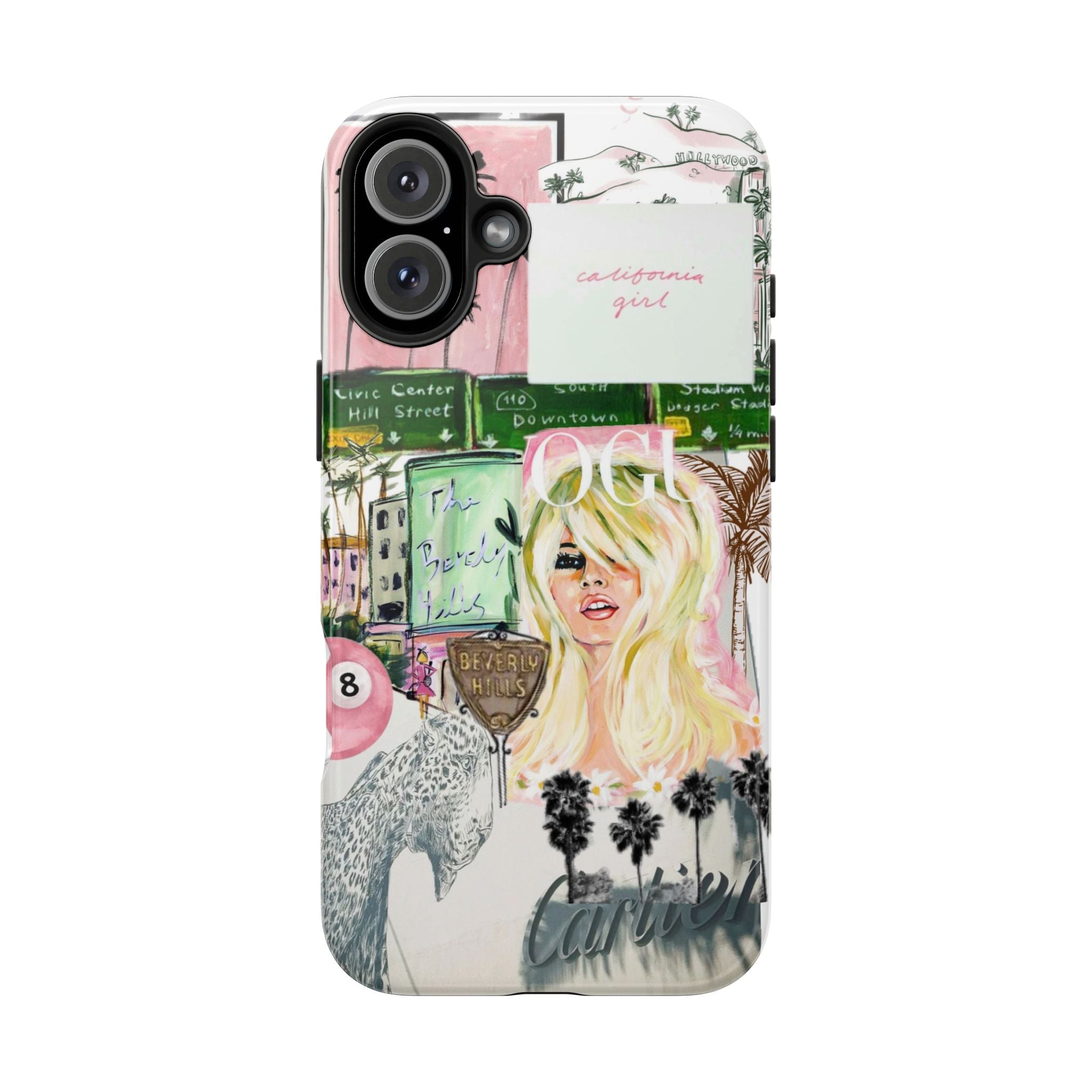 California Girl Illustrated Phone Case — Retro Palm Beach Art