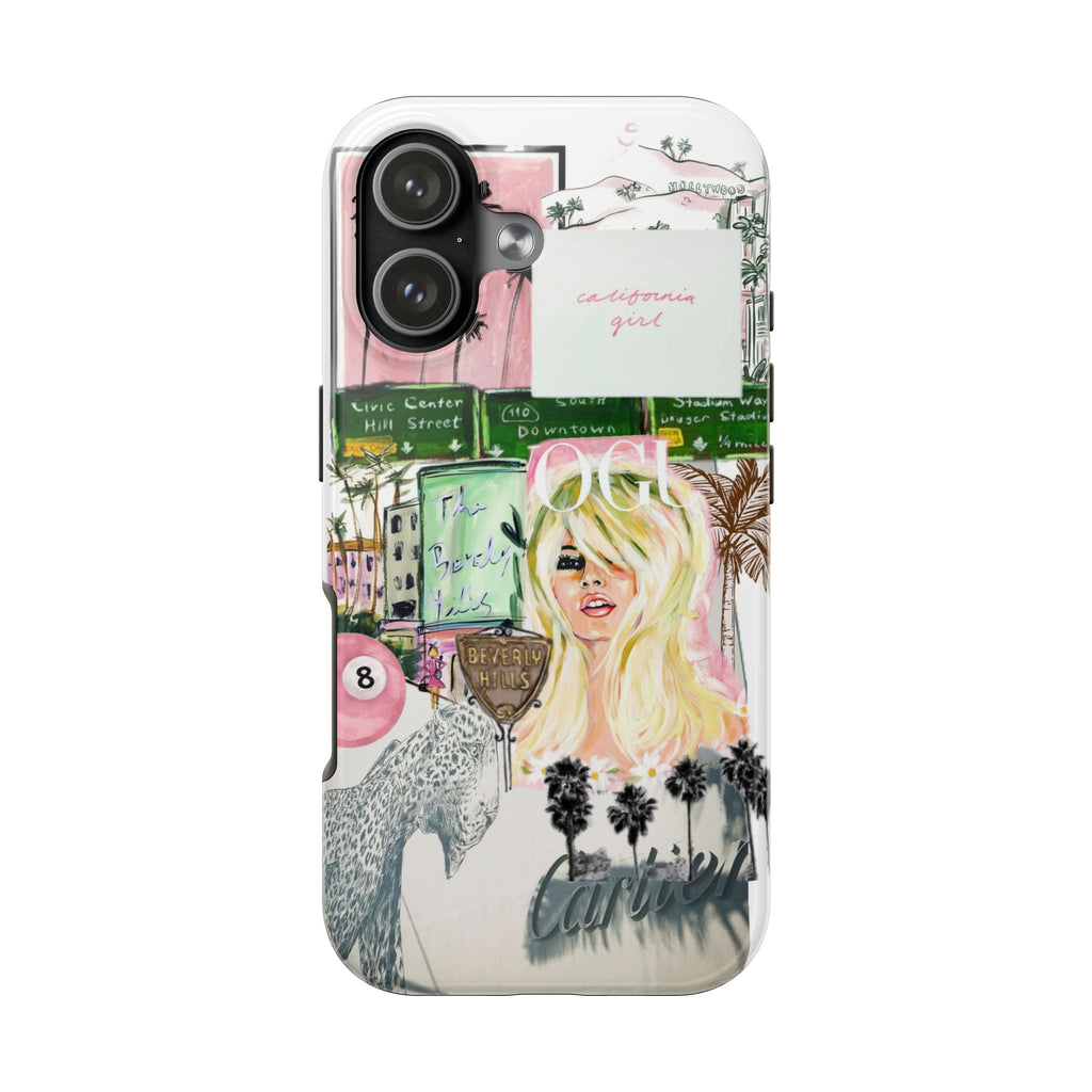 California Girl Illustrated Phone Case — Retro Palm Beach Art