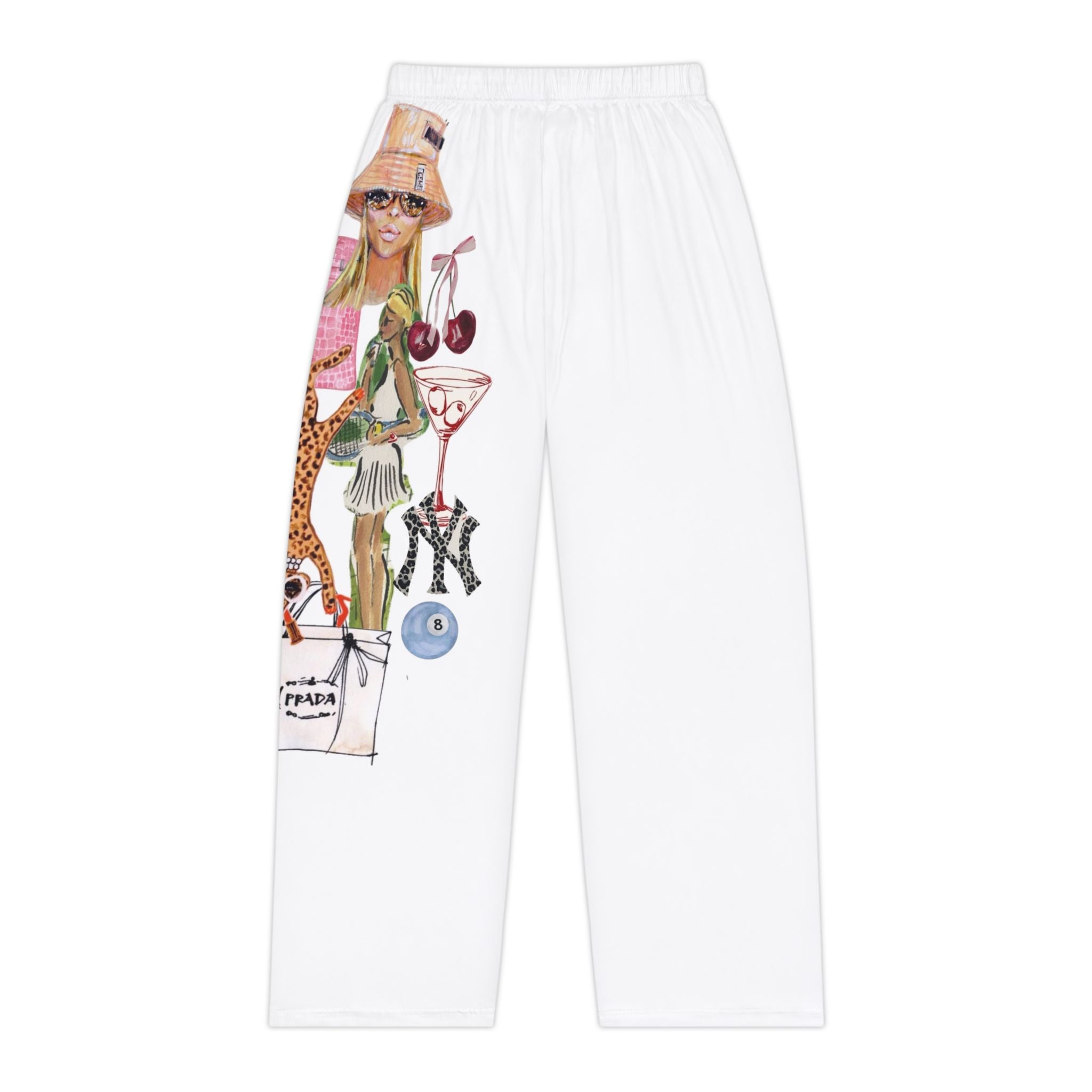 Parisian Fashion Illustration Pajama Pants — Women’s Cozy Lounge Trousers
