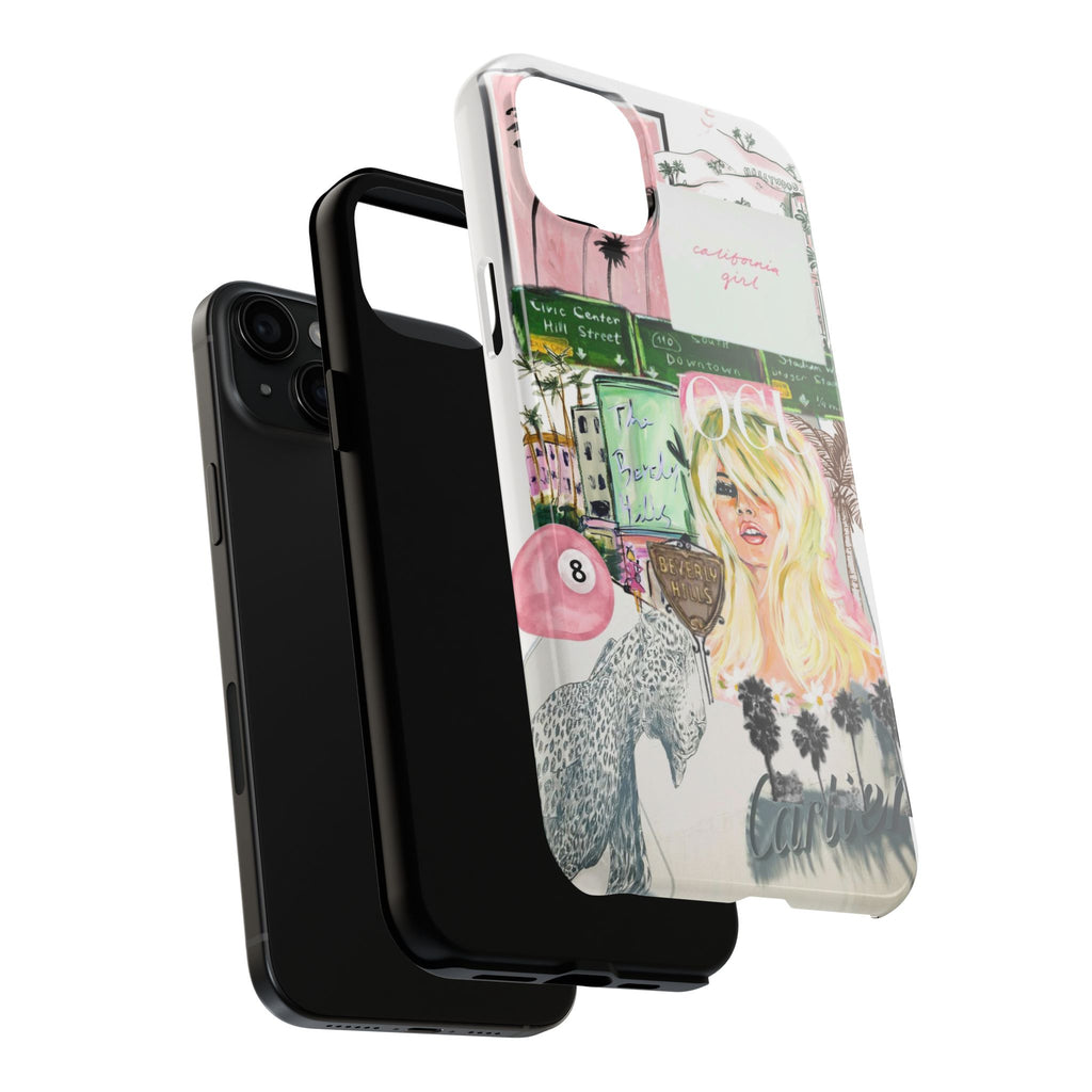 California Girl Illustrated Phone Case — Retro Palm Beach Art