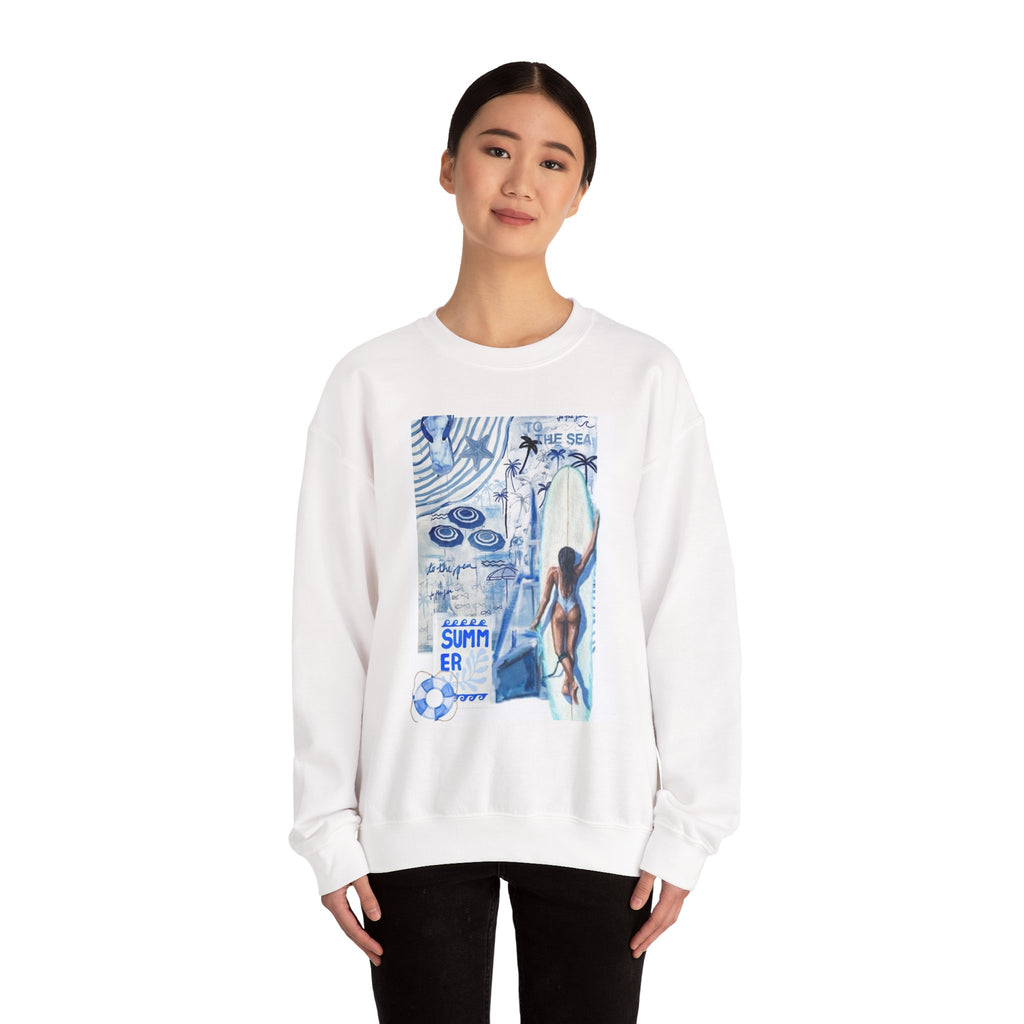 Summer Surf Crewneck Sweatshirt — Vintage Beach Graphic
