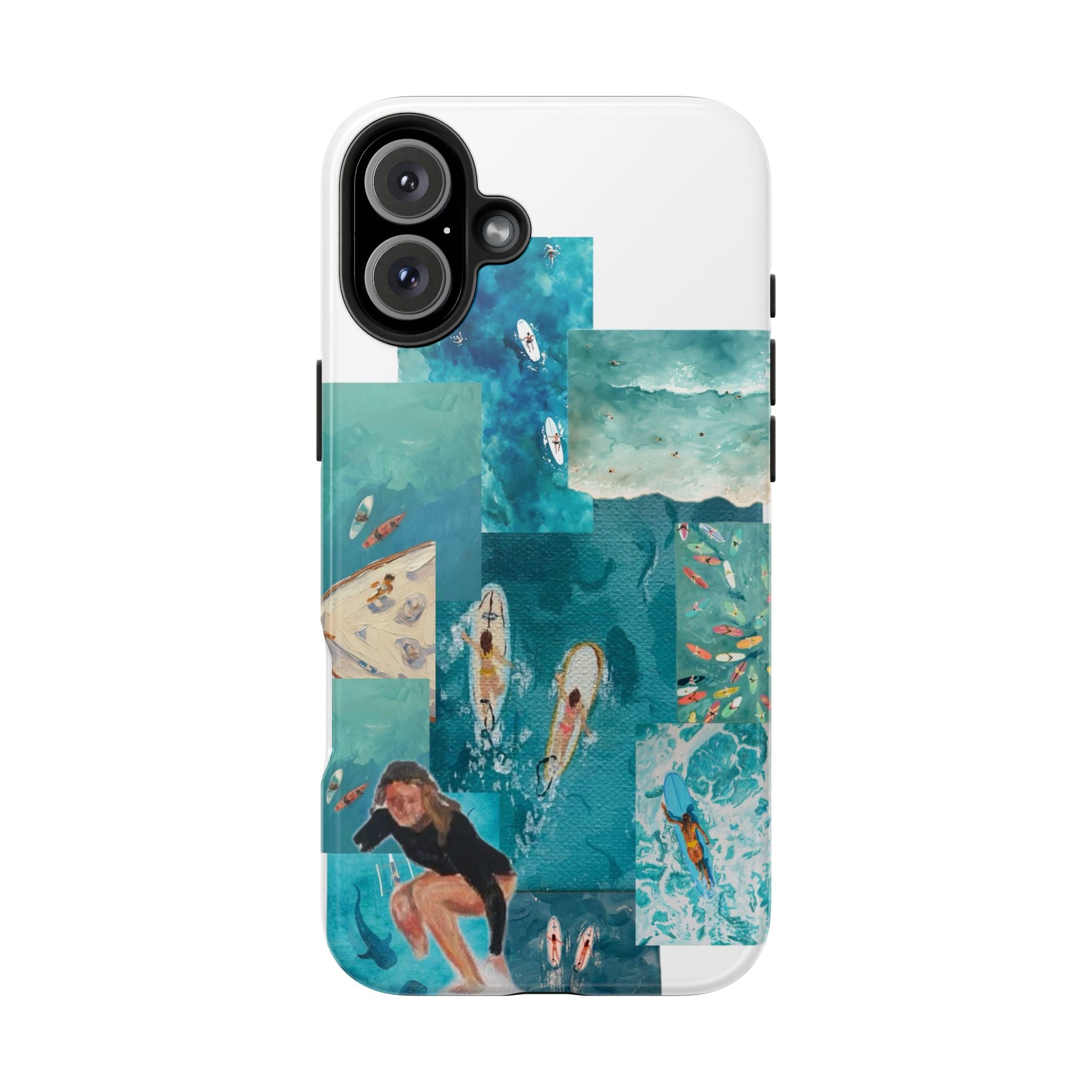 Surf Collage Tough Phone Case — Ocean Waves & Surfer Protective Phone Cover