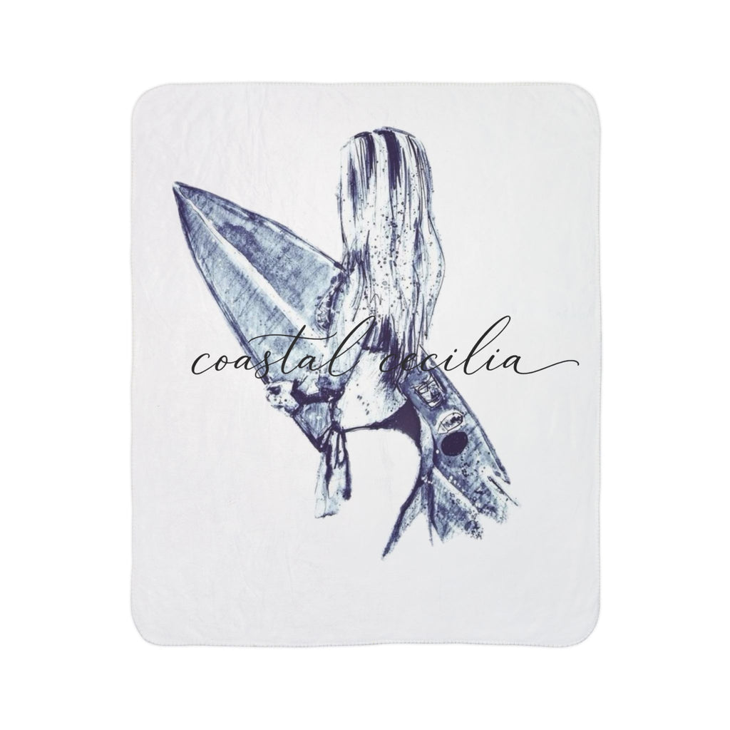 Coastal Cecilia Surf Fleece Sherpa Blanket — Coastal Surfboard Design