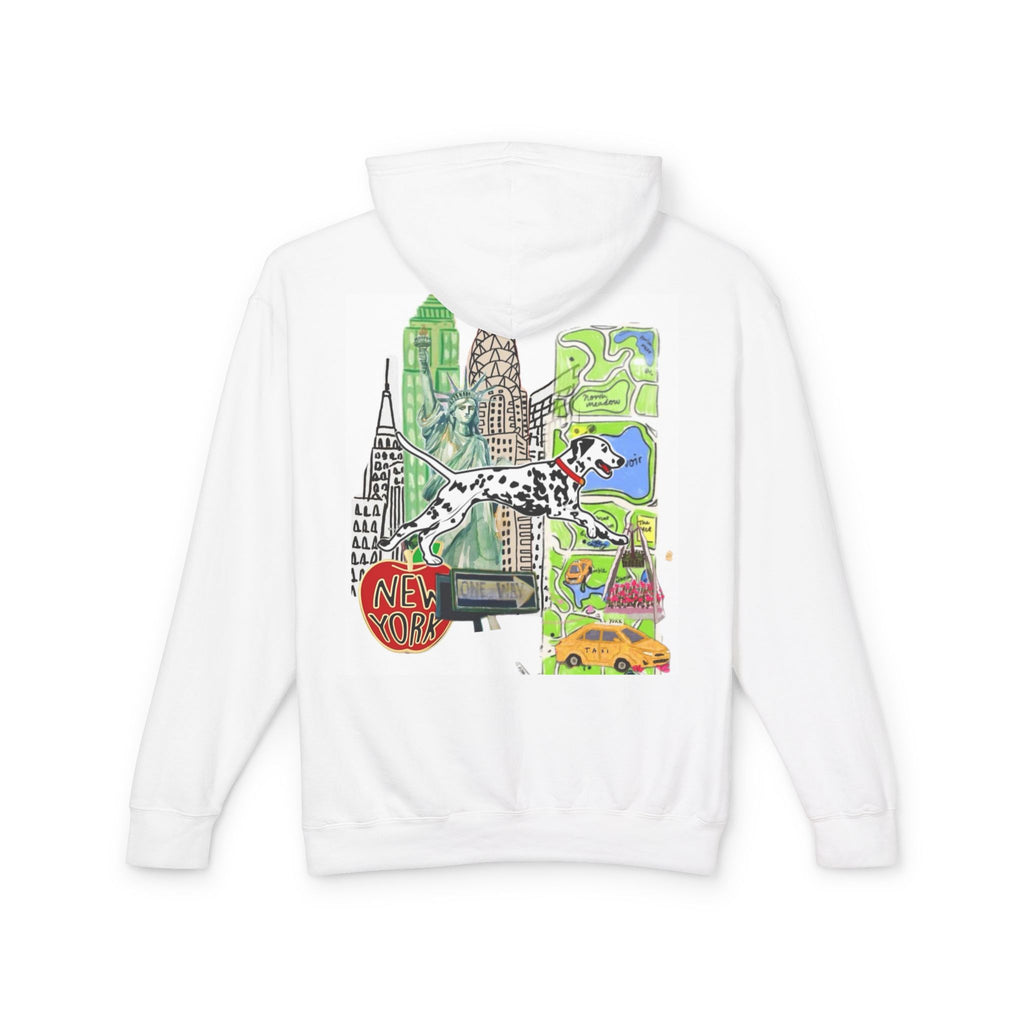 New York Collage Hoodie — Dalmatians & City Landmarks Graphic Sweatshirt