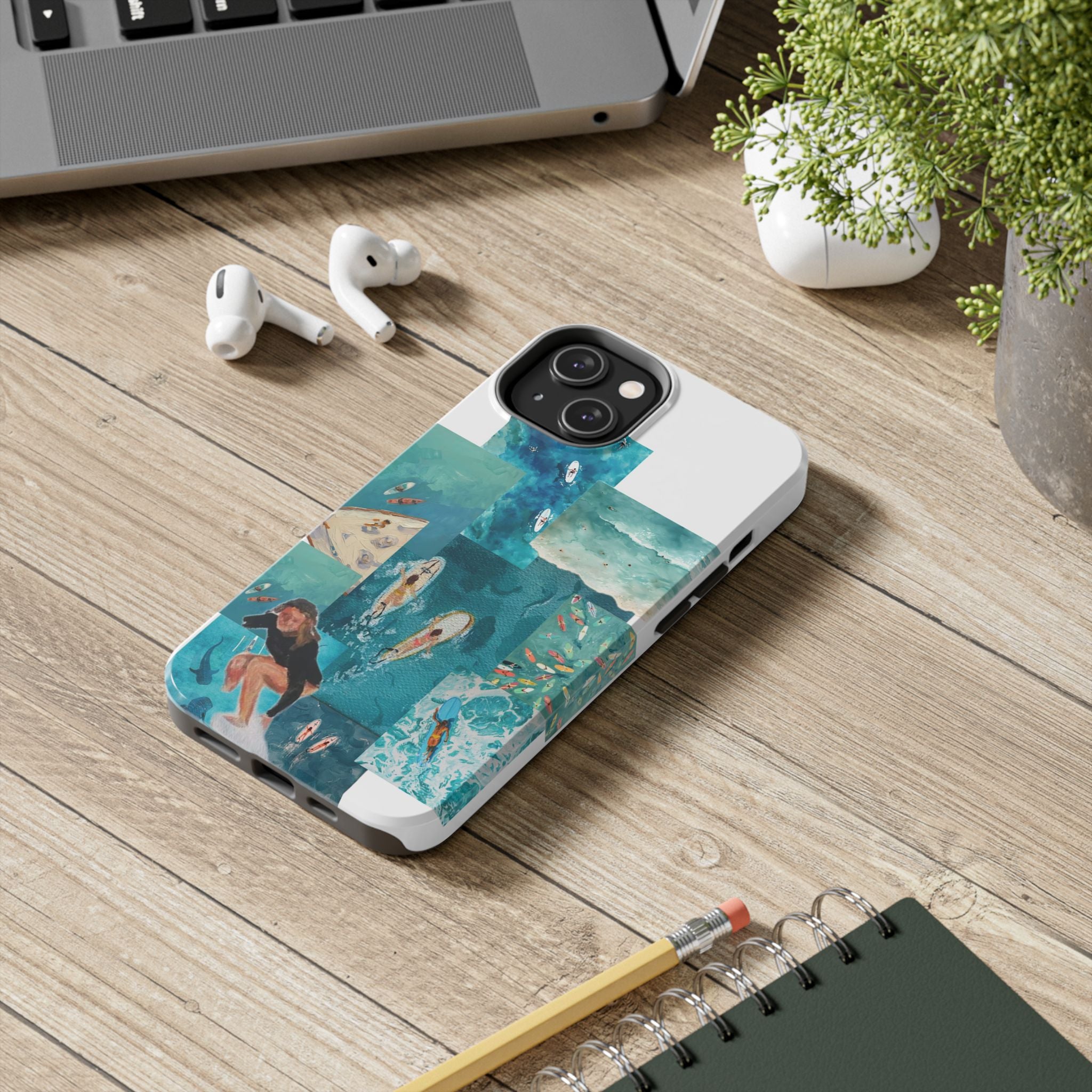 Surf Collage Tough Phone Case — Ocean Waves & Surfer Protective Phone Cover