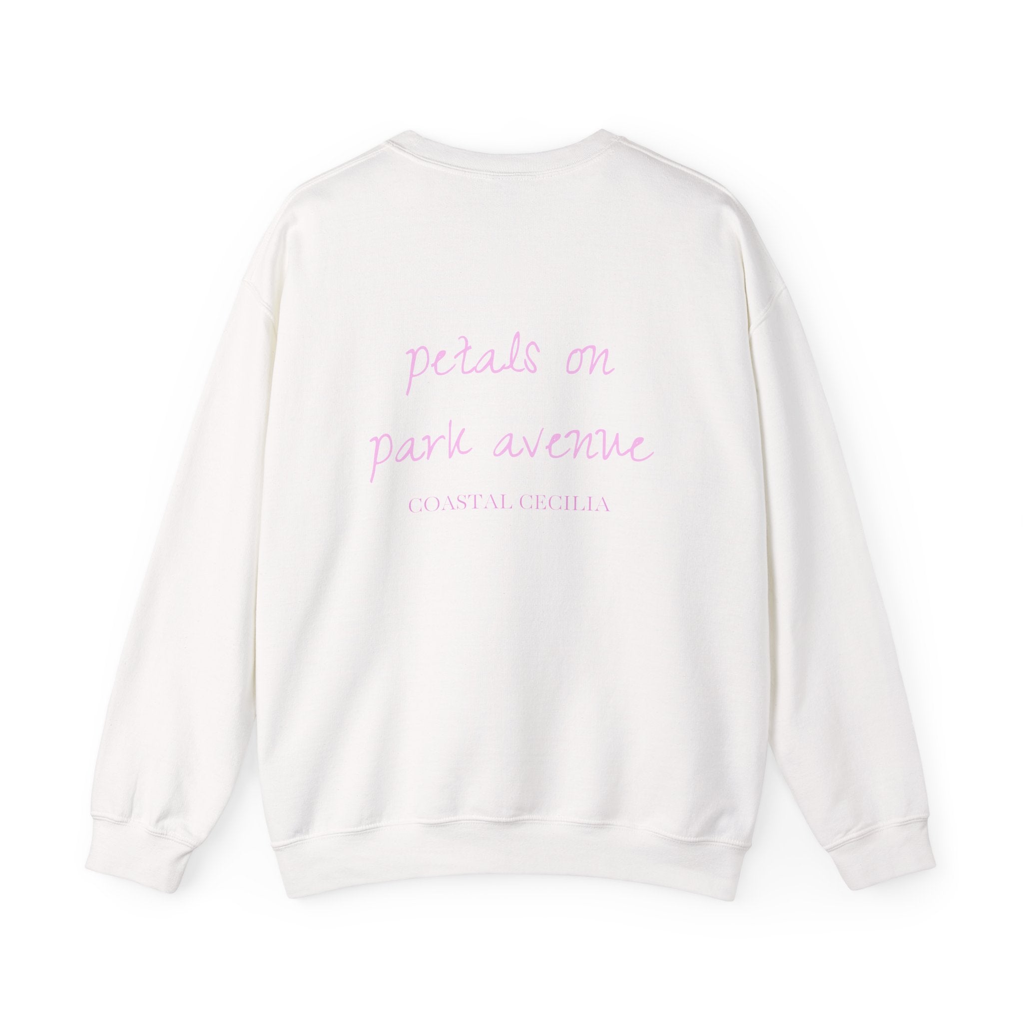 Crewneck Sweatshirt — 'Petals on Park Avenue' Pink Bicycle Floral Graphic