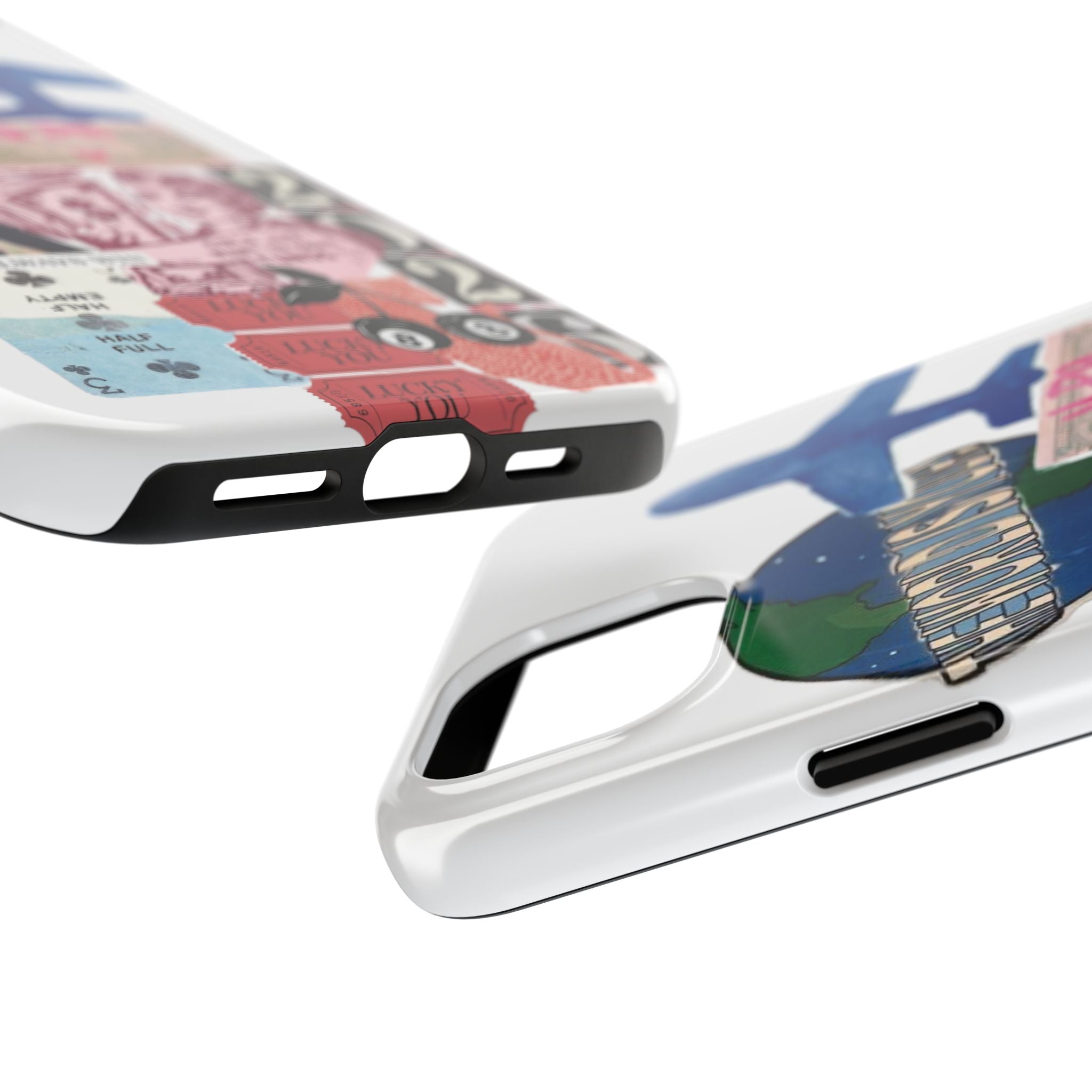 Tough Phone Case — Travel Collage Design with Plane, Passport & 2026 Graphics