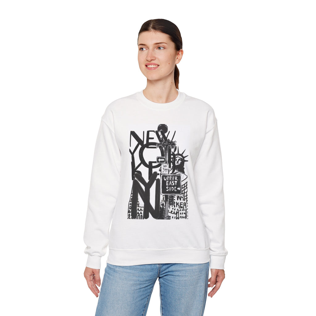 New York City Graphic Crewneck Sweatshirt — Upper East Side Statue of Liberty Design