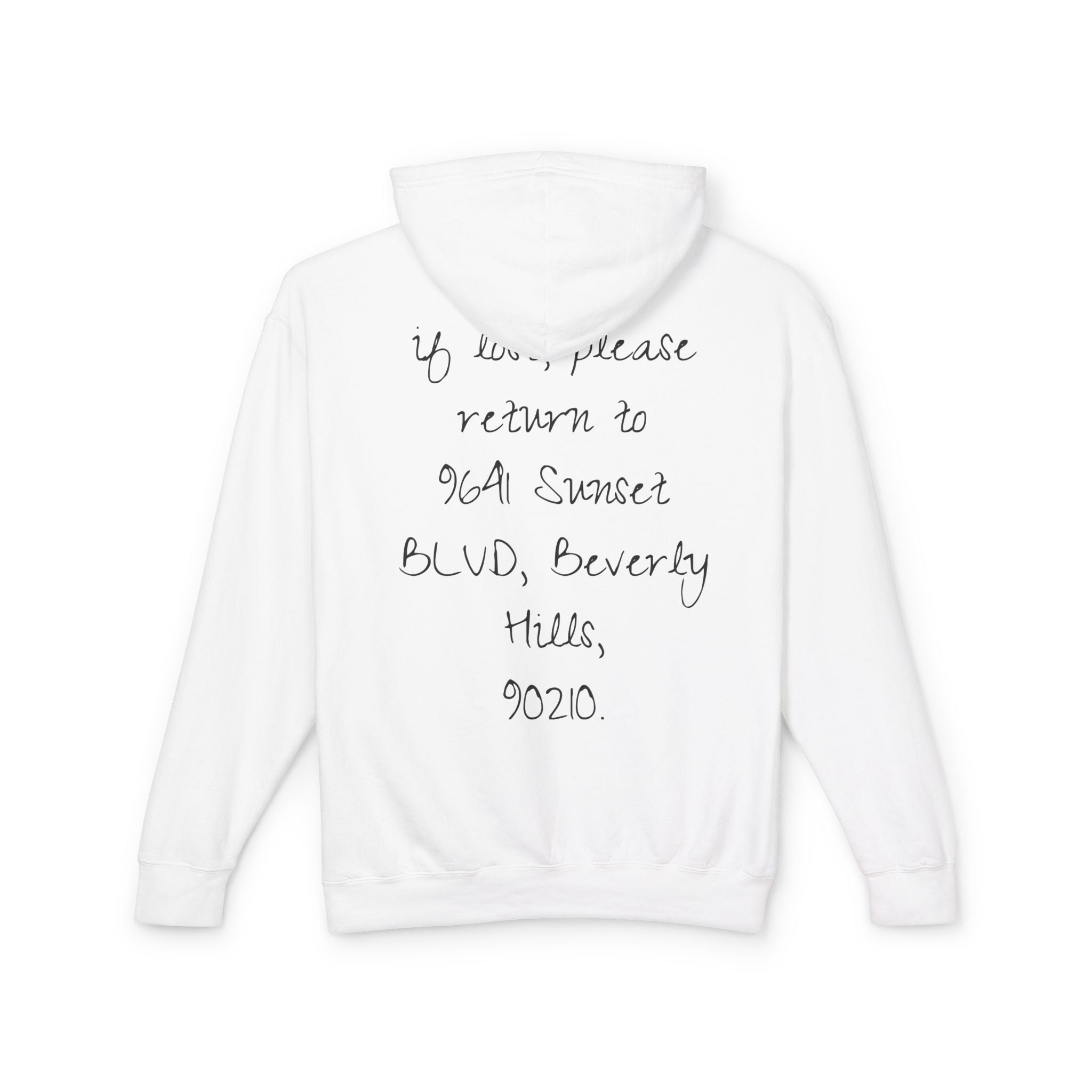 Los Angeles Ticket Collage Hoodie — 'If Lost, Please Return to 9641 Sunset Blvd' Graphic Hoodie