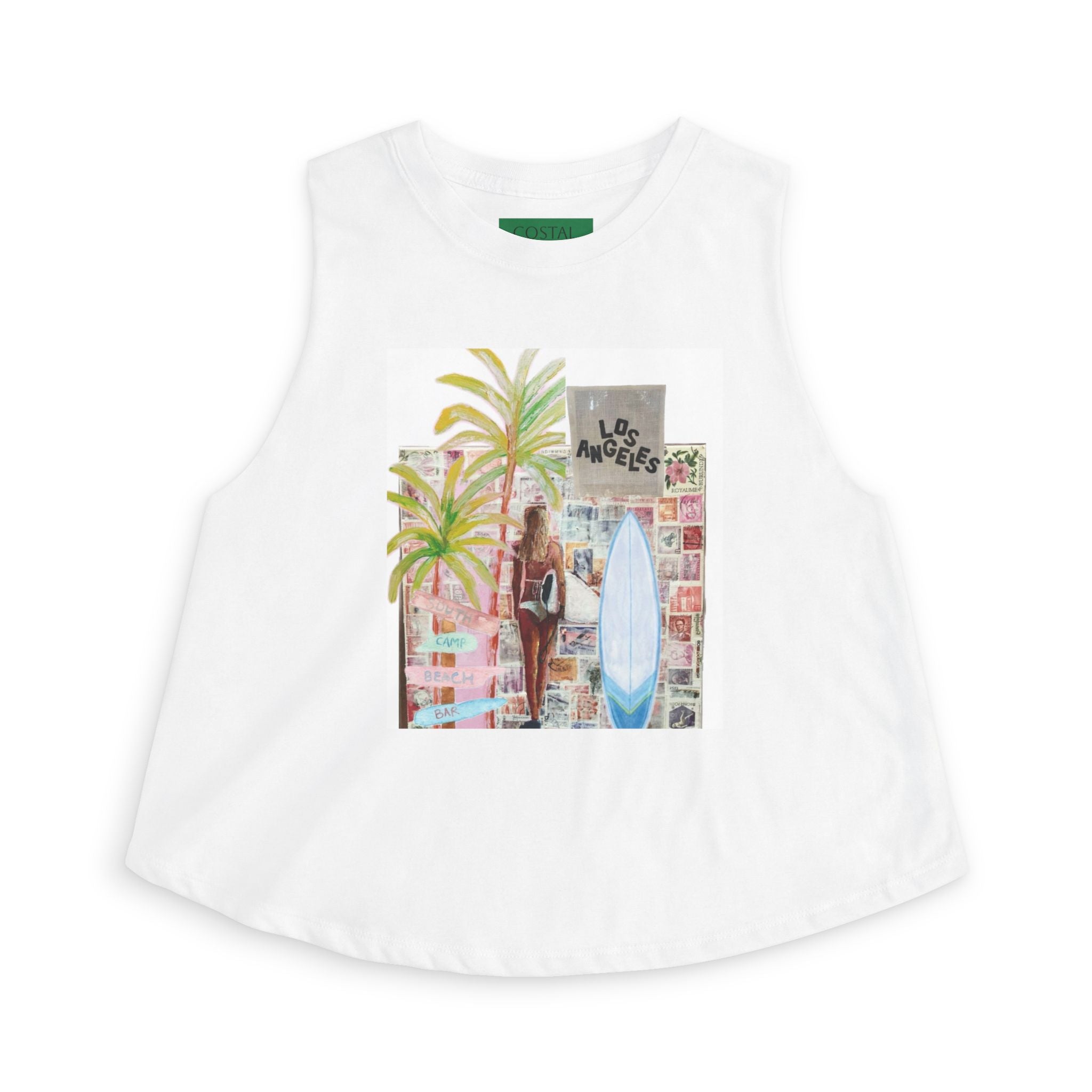 Surf Vibes Women's Crop Top — Los Angeles Beach Collage Tank