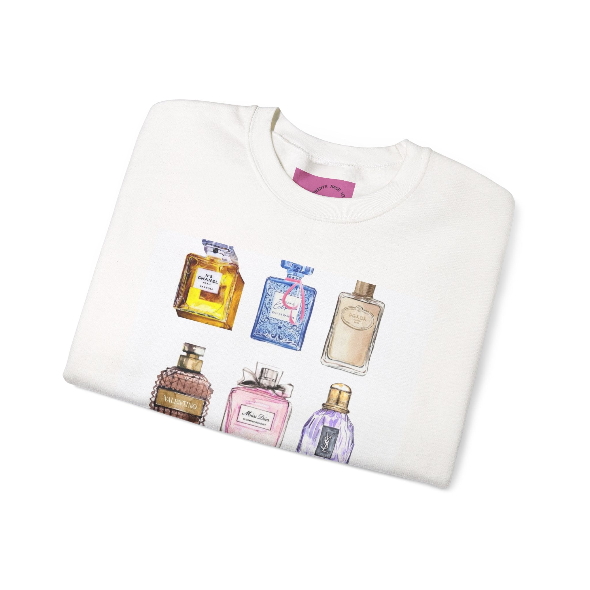 Perfume Bottles Sweatshirt — Watercolor Fragrance Graphic Crewneck