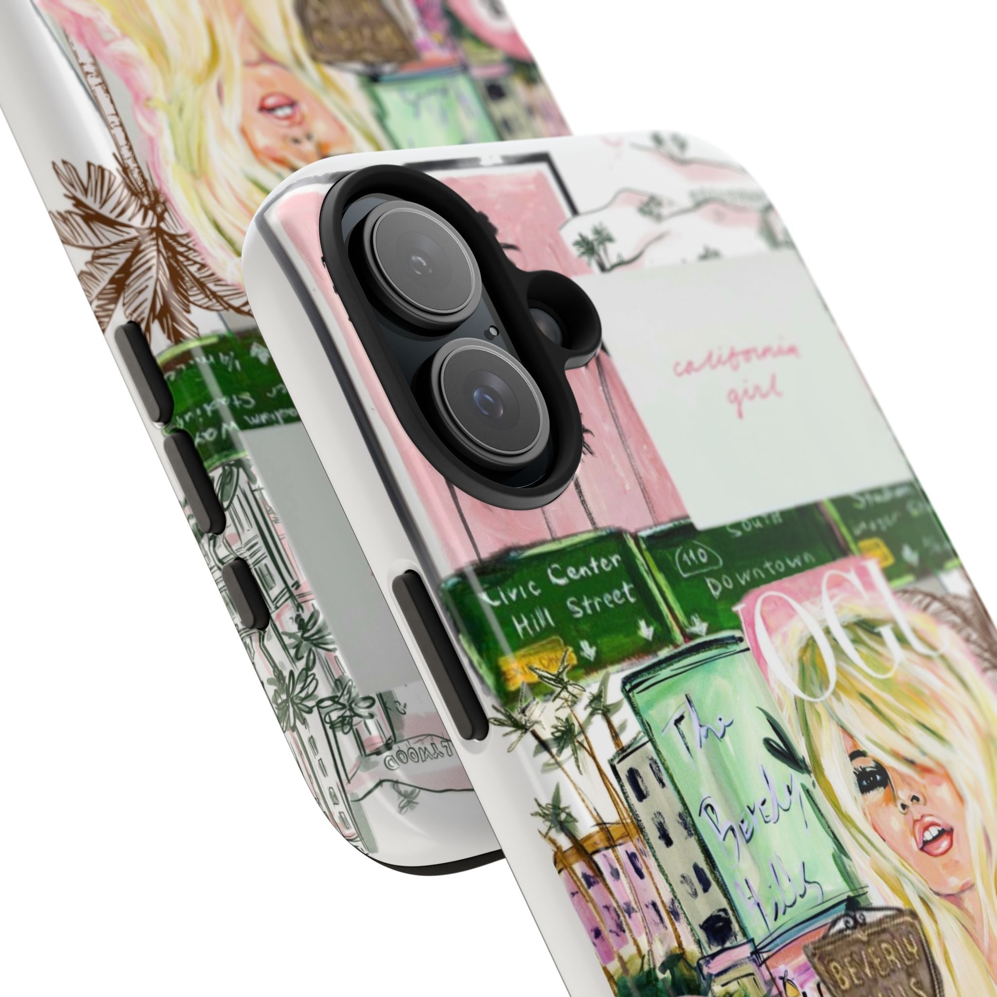 California Girl Illustrated Phone Case — Retro Palm Beach Art