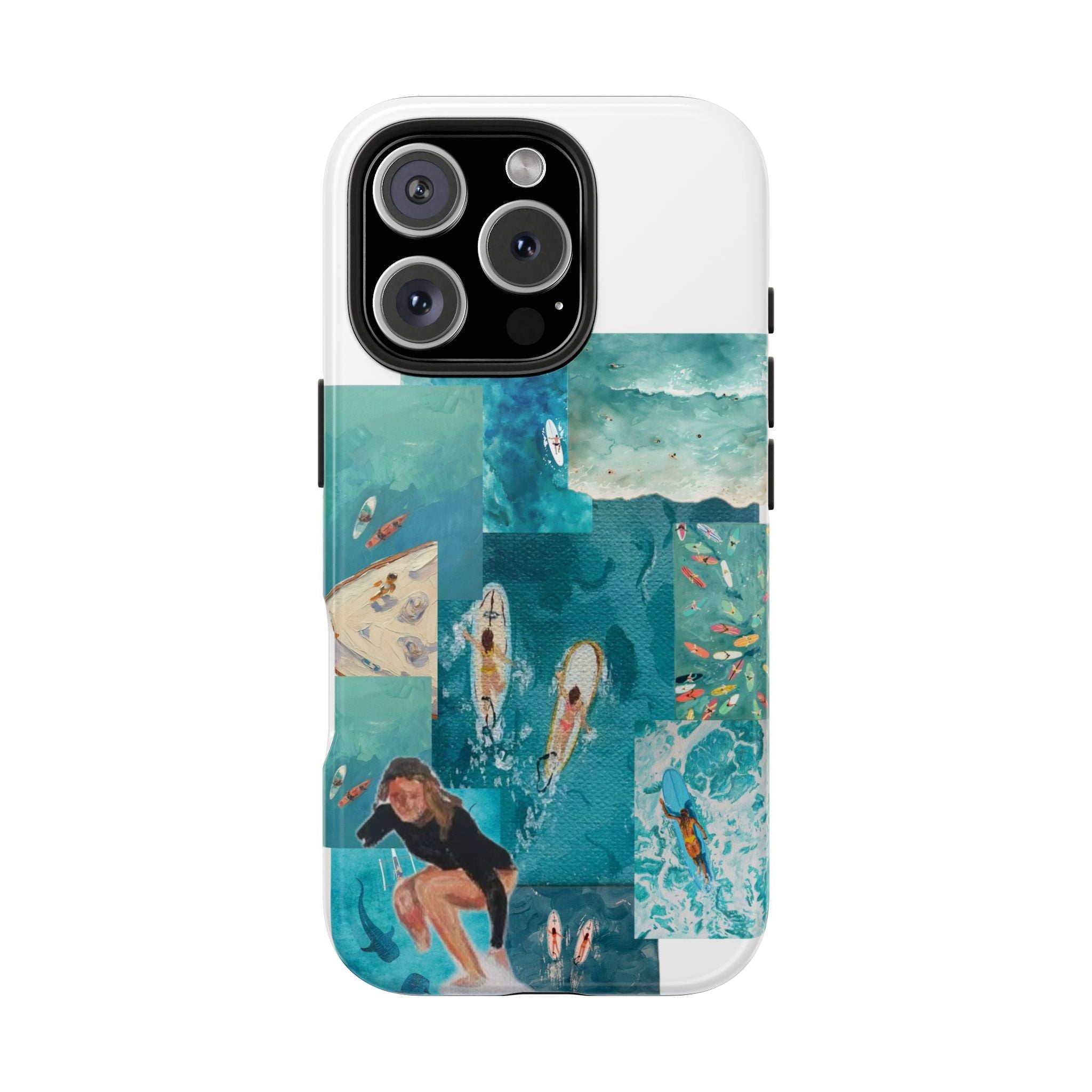 Surf Collage Tough Phone Case — Ocean Waves & Surfer Protective Phone Cover