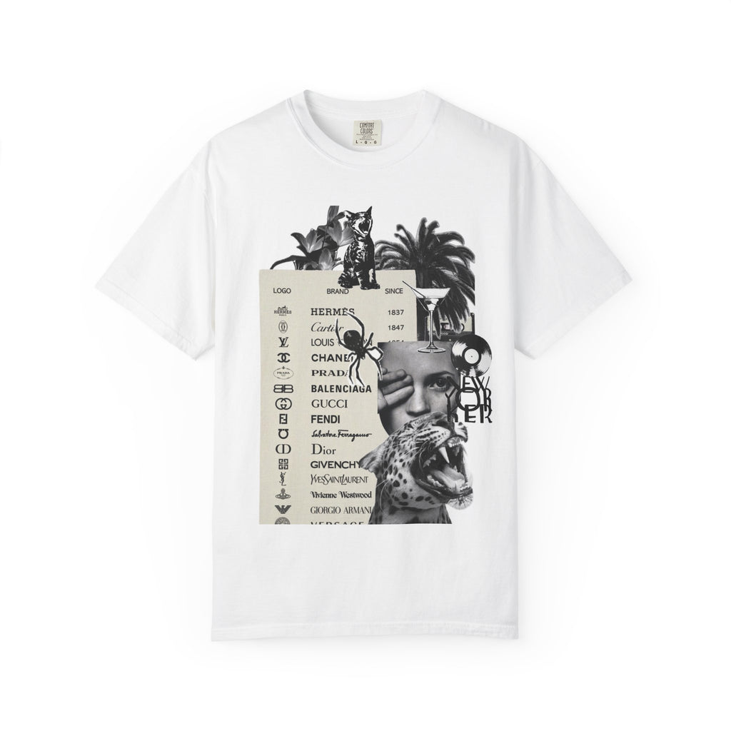 Graphic T‑Shirt — Vintage Collage Fashion Brands Print