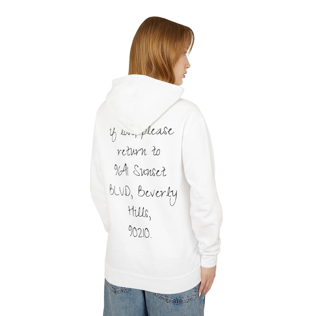 Los Angeles Ticket Collage Hoodie — 'If Lost, Please Return to 9641 Sunset Blvd' Graphic Hoodie
