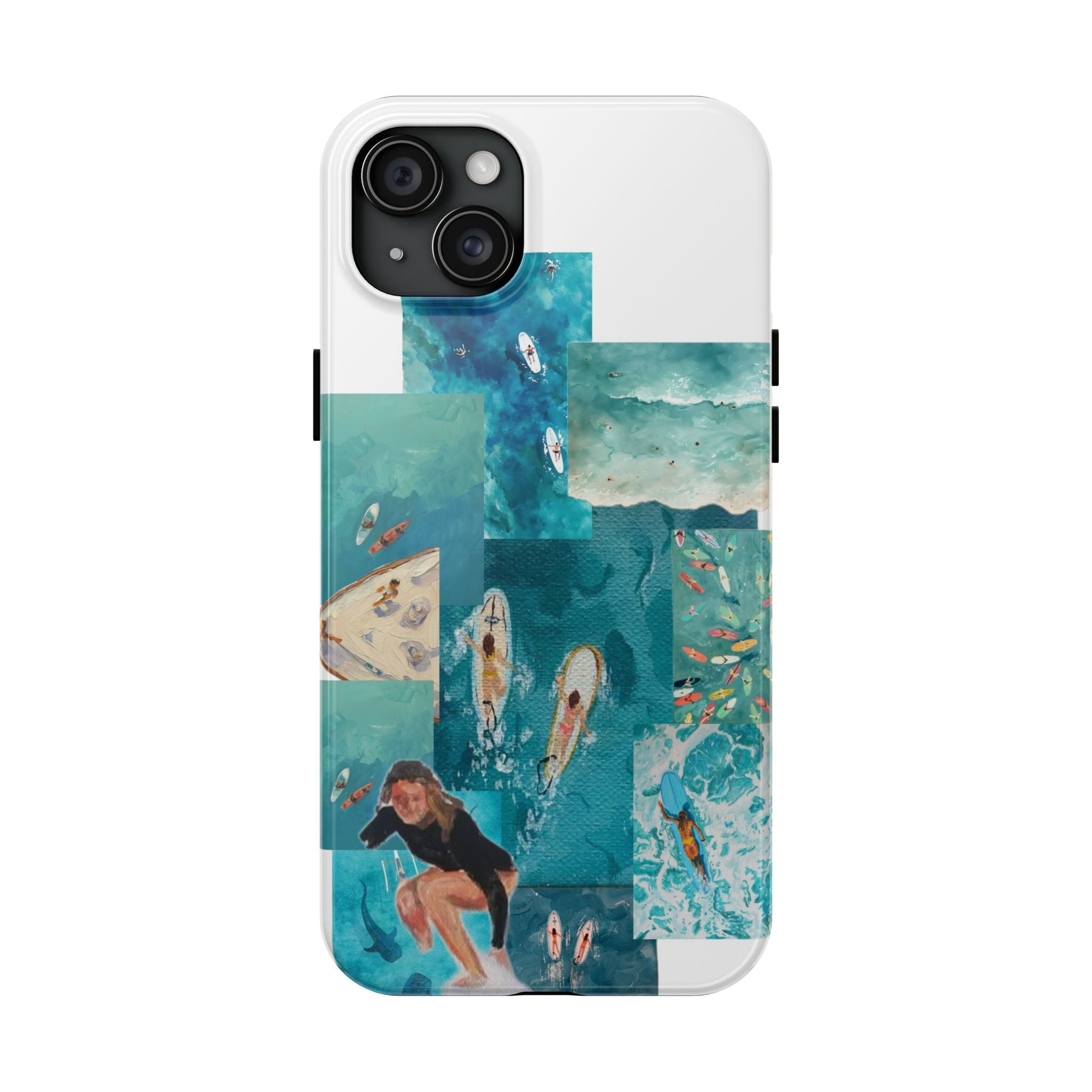 Surf Collage Tough Phone Case — Ocean Waves & Surfer Protective Phone Cover