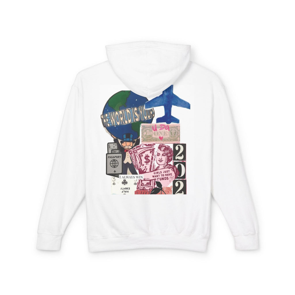 Travel Collage Hoodie — Retro Passport, Plane & 202? Graphic Sweatshirt