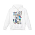 Coastal Collage Hoodie — 'Out East' Surf & No Wake Zone Graphic