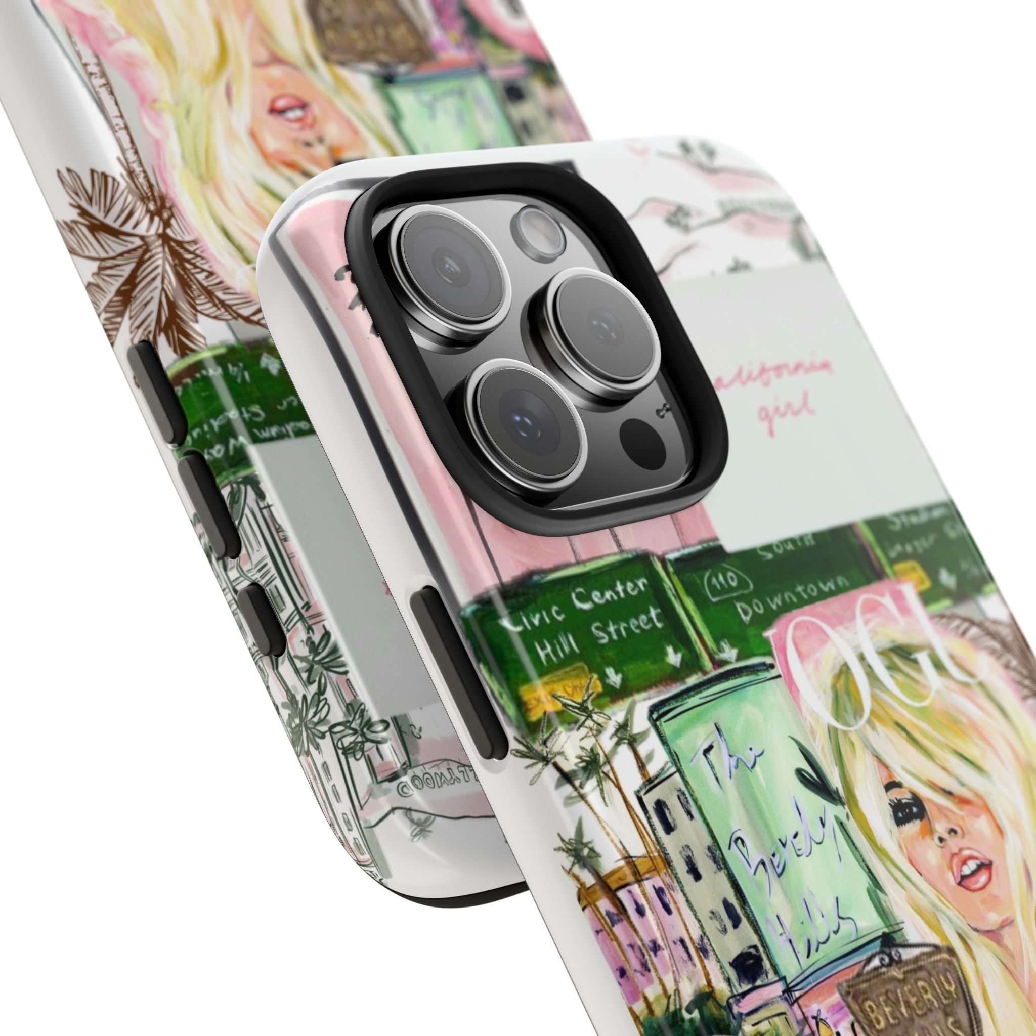 California Girl Illustrated Phone Case — Retro Palm Beach Art