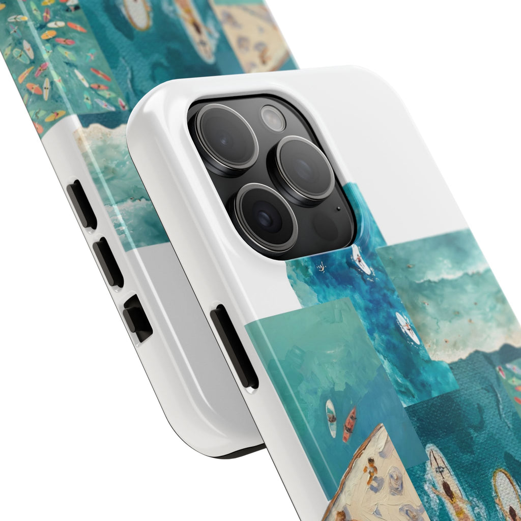 Surf Collage Tough Phone Case — Ocean Waves & Surfer Protective Phone Cover