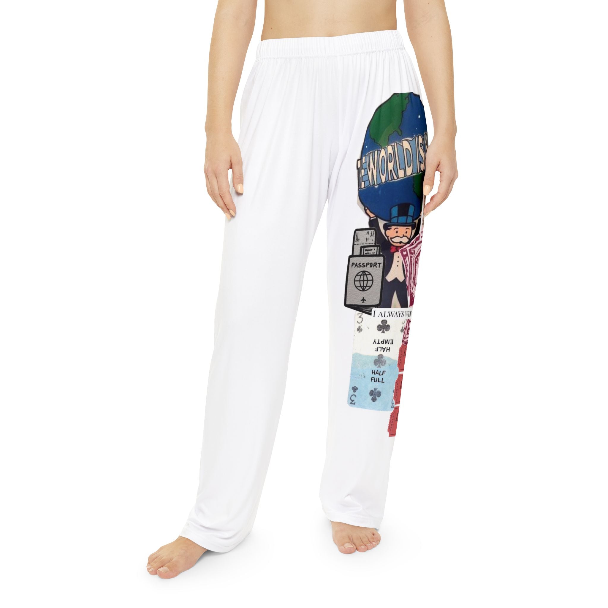 Travel Collage Women's Pajama Pants — Vintage Passport & Plane Print