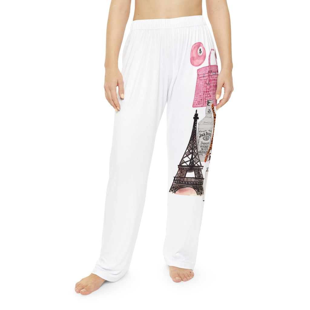 Parisian Fashion Illustration Pajama Pants — Women’s Cozy Lounge Trousers