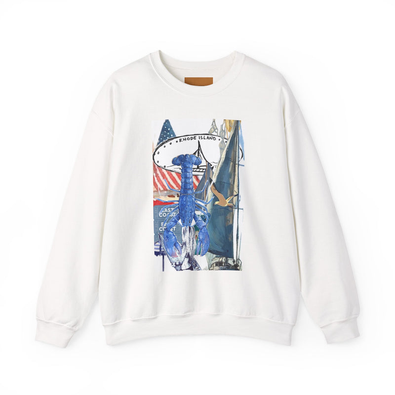 Nautical Americana Crewneck Sweatshirt – Coastal Rhode Island Sailboat Design