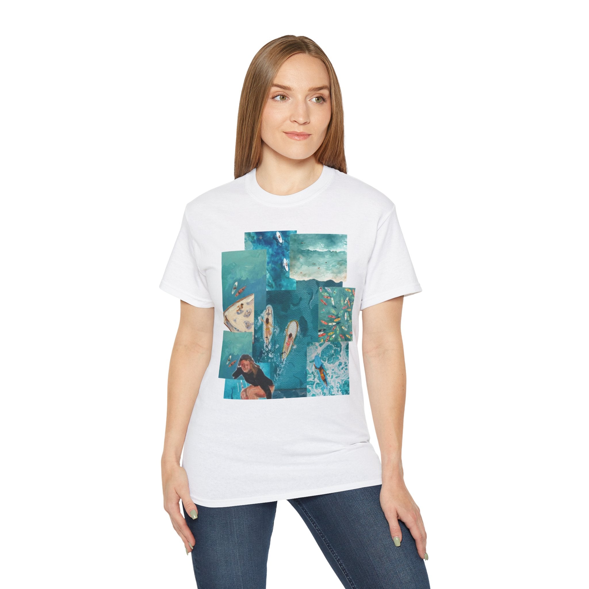 Surf Collage T-Shirt — Vintage Ocean Surfing Art Tee