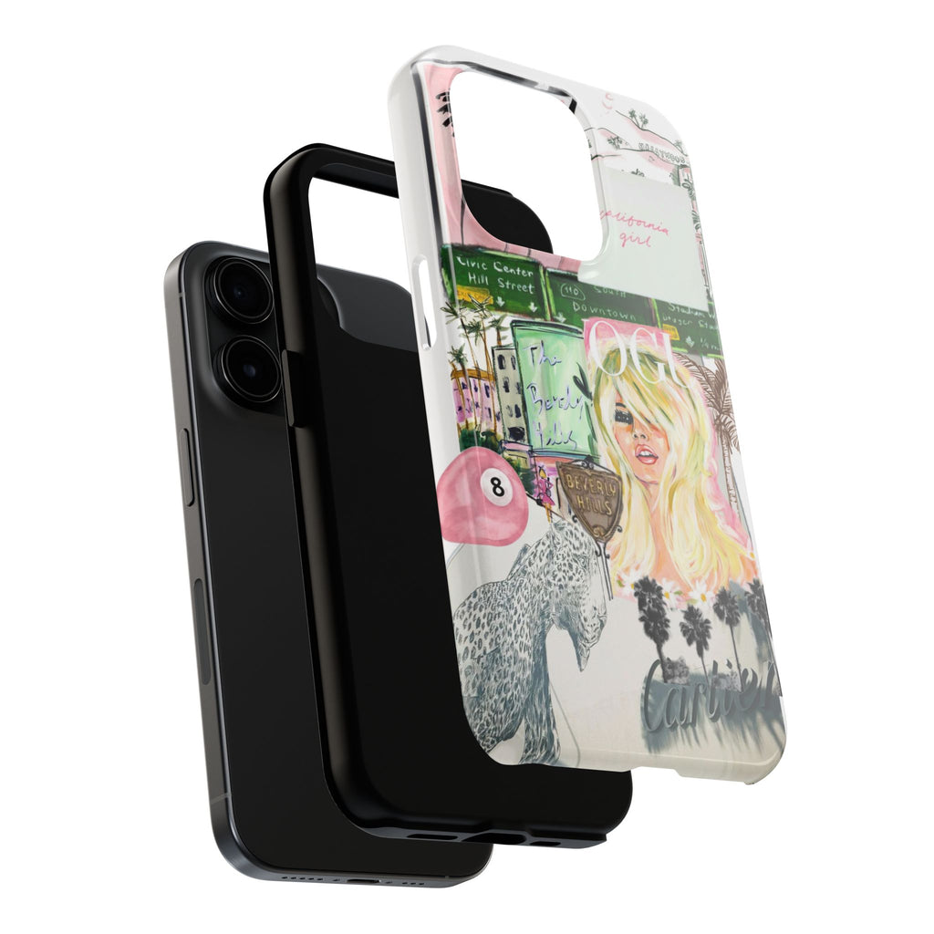 California Girl Illustrated Phone Case — Retro Palm Beach Art