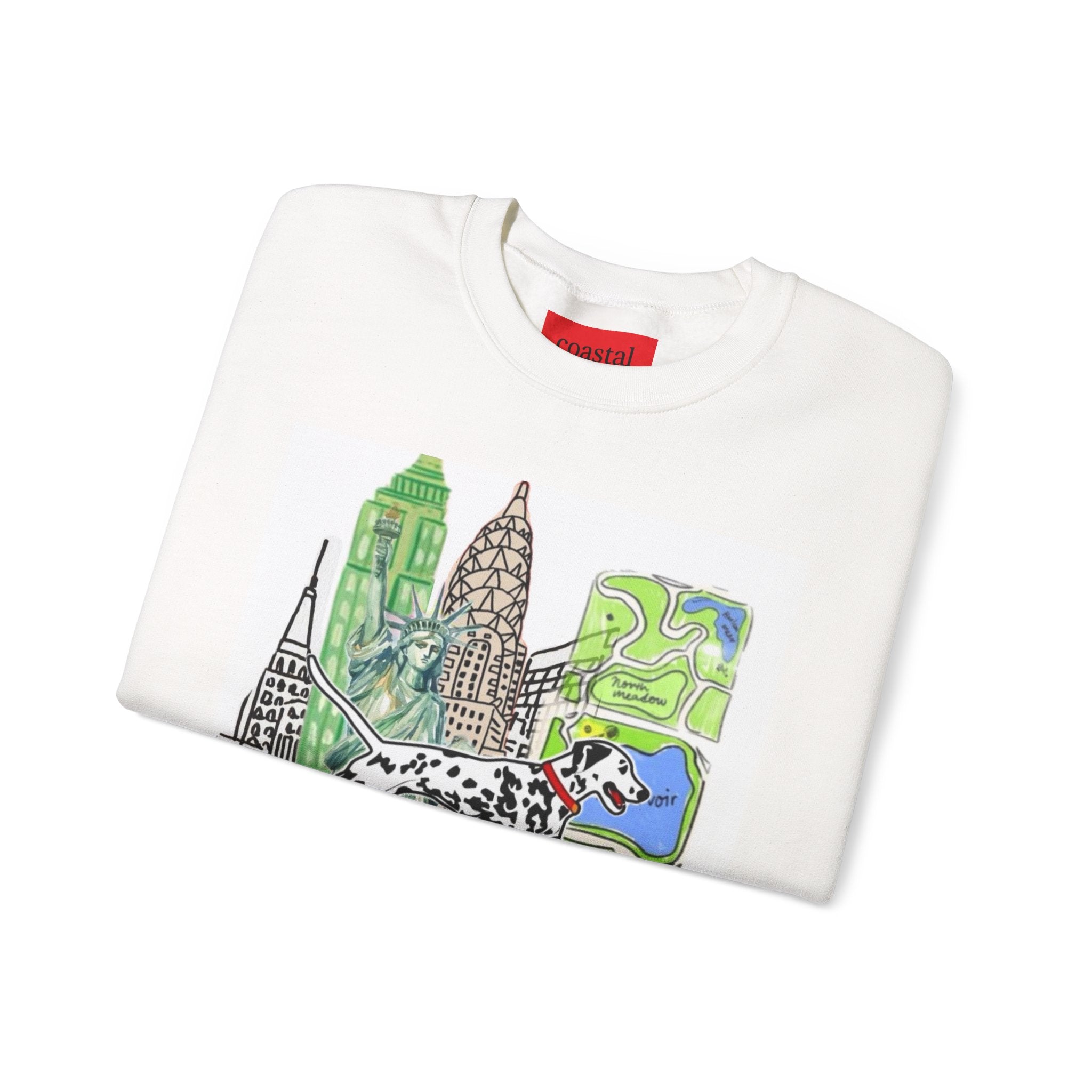 New York City Collage Sweatshirt — Dalmatian & Skyline Graphic Crewneck