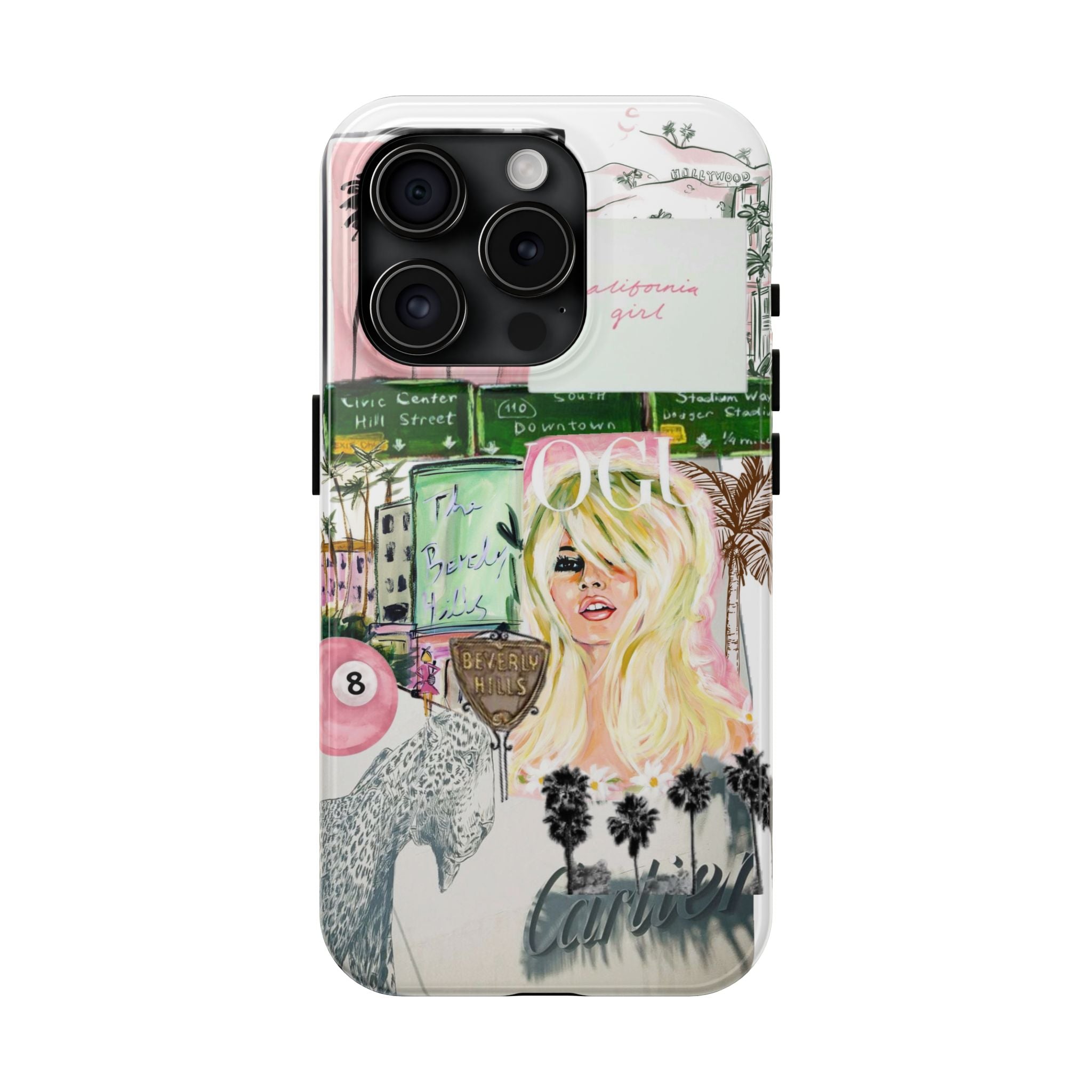 California Girl Illustrated Phone Case — Retro Palm Beach Art